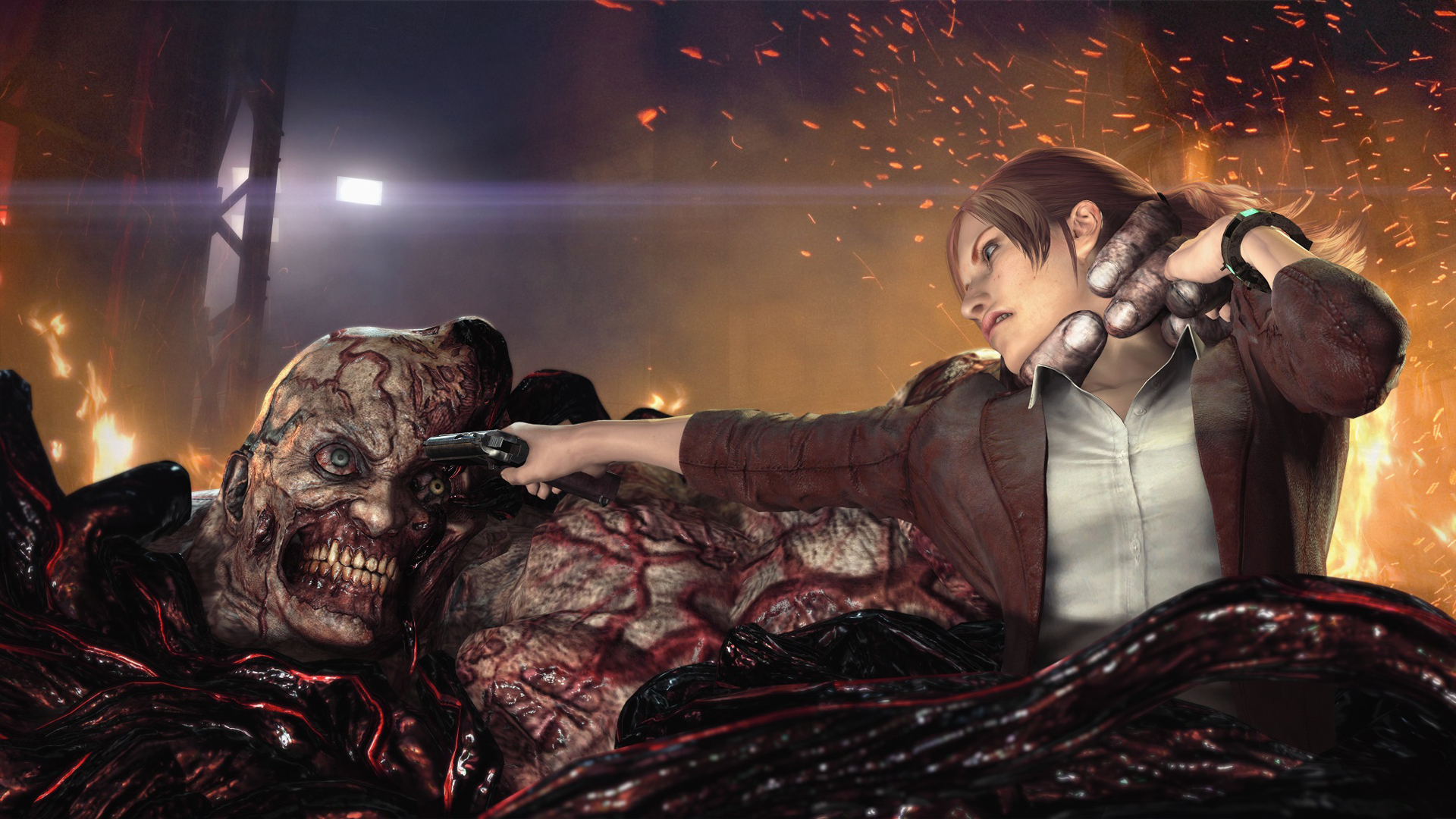 Claire kontra Nemesis. Wallpaper from Resident Evil: Revelations 2