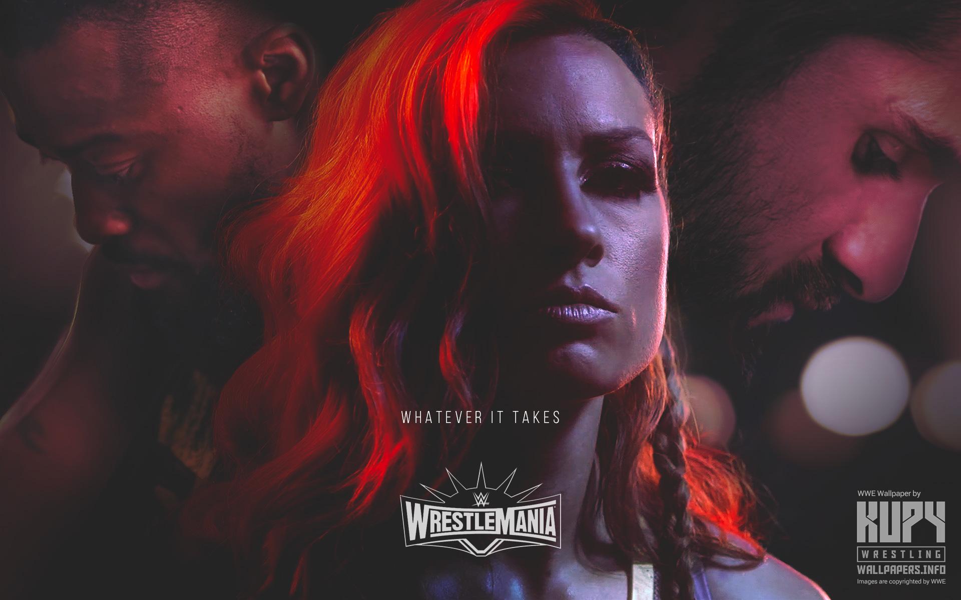 Becky Lynch, Kofi Kingston and Seth Rollins WrestleMania 35