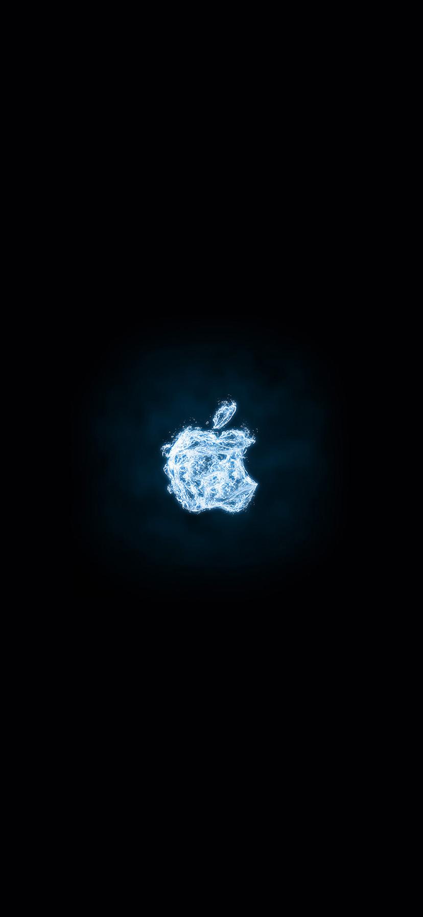 iPhone XR Wallpaper HD Apple Logo Dark Wer Blue Art Illustrion