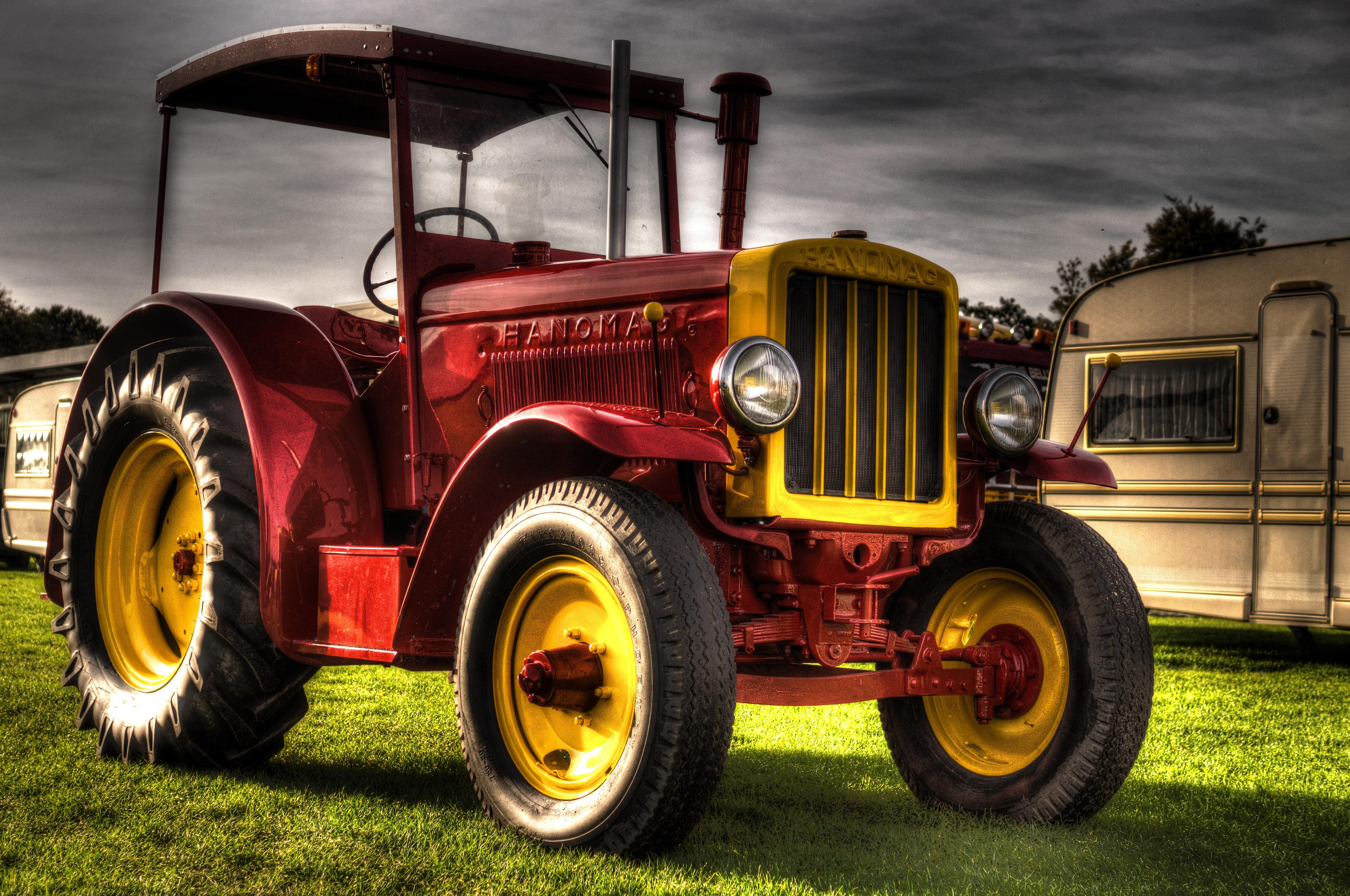 Red and Yellow Tractor Illustration - Free Stock Photo.