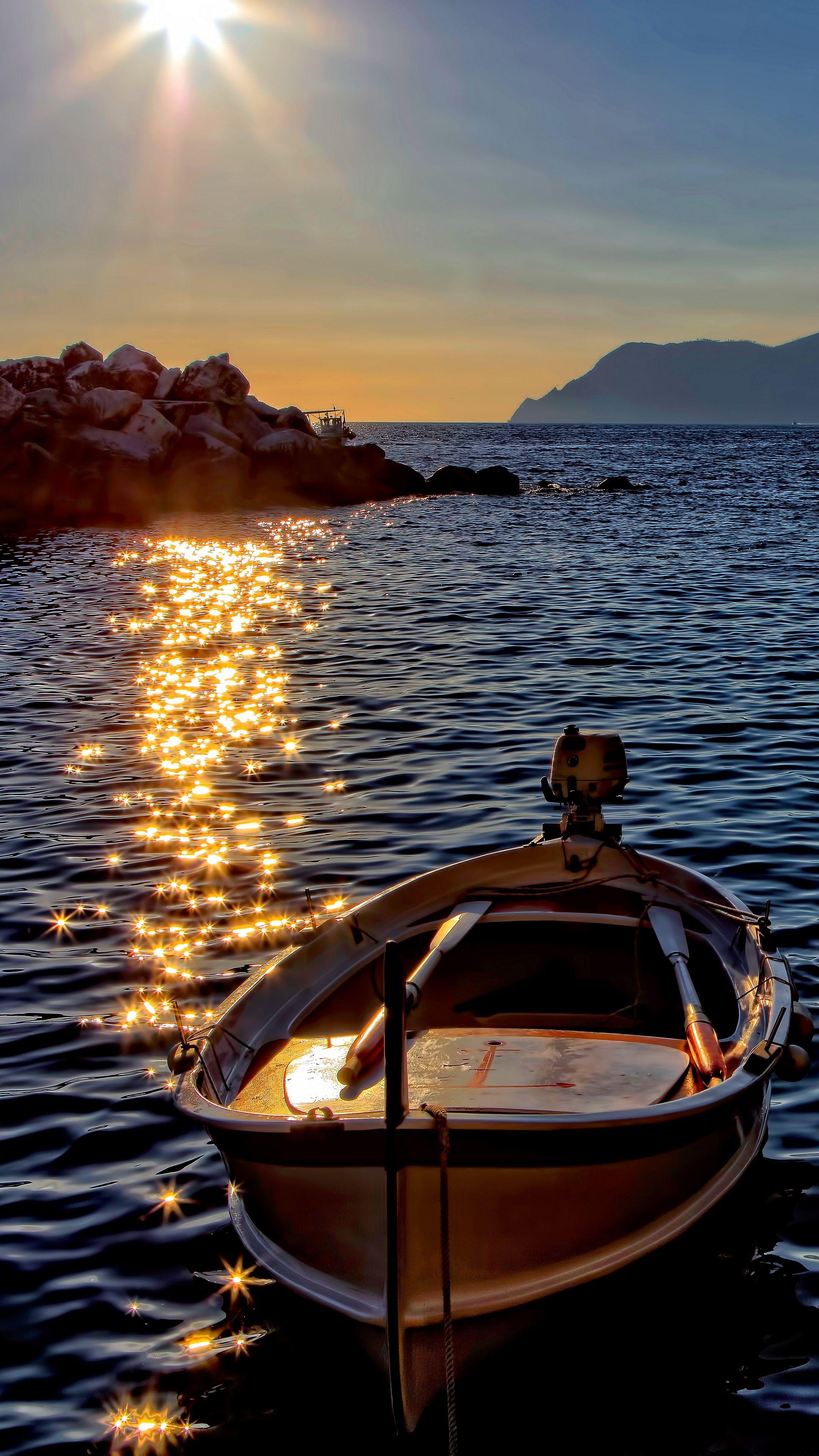 Nature #boat #sea #sunset #wallpaper HD 4k background