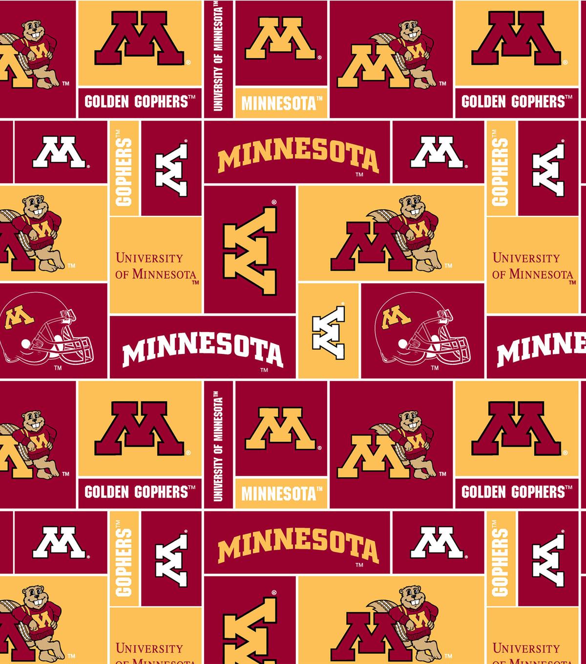 University Of Minnesota Gophers Fleece Fabric 58 Block