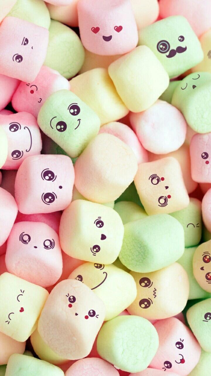 Download Kawaii Marshmallows Wallpaper by Sarchotic now. Browse millions of p. Cute food wallpaper, Cute marshmallows, Wallpaper iphone cute