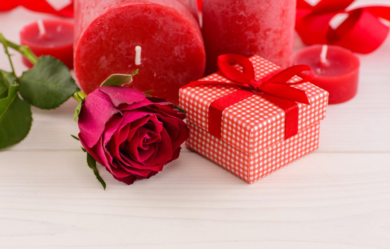 Wallpaper love, gift, roses, candles, red, red, love, flowers