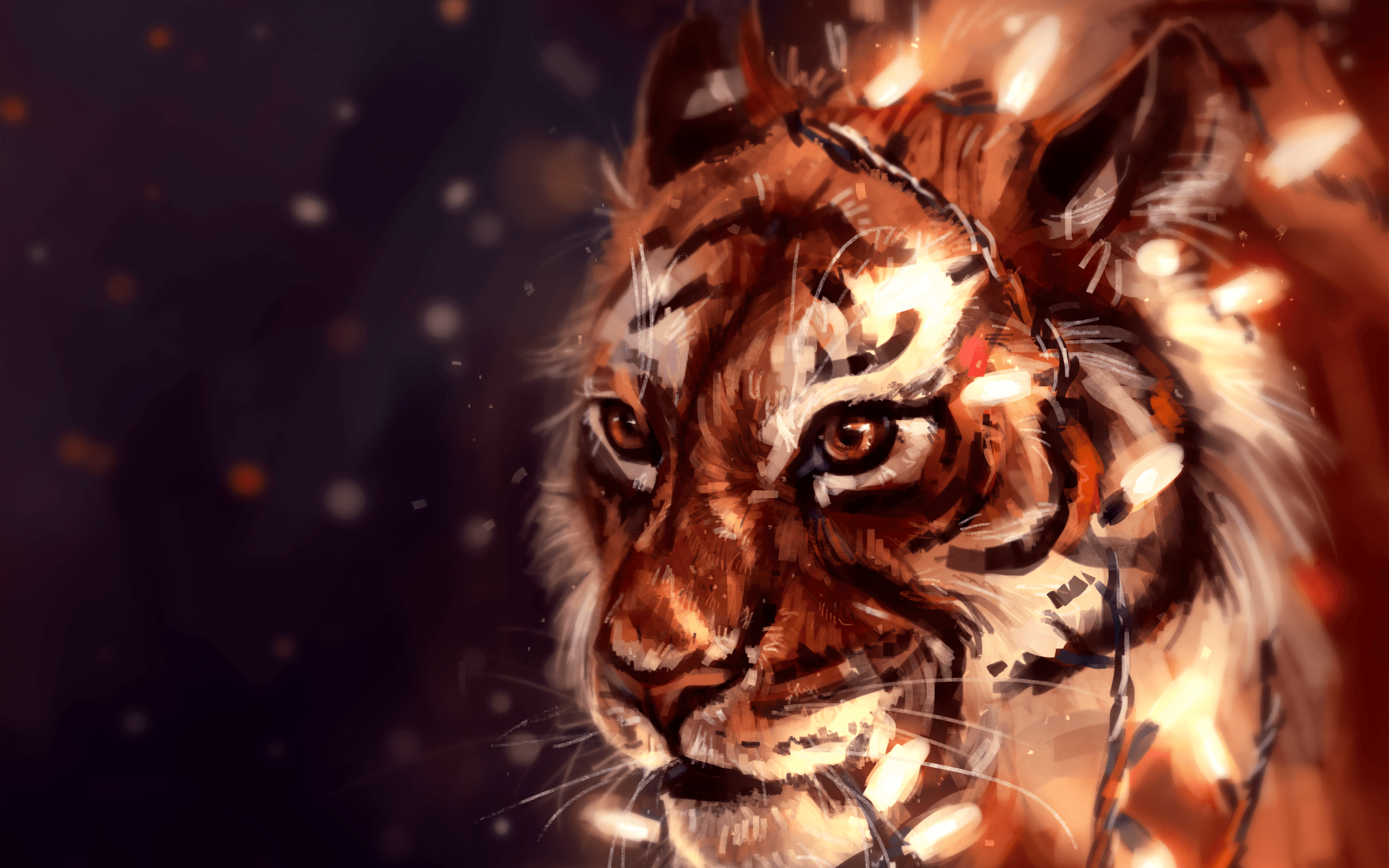 Download 2880x1800 Tiger, Painting, Artistic Wallpaper for MacBook