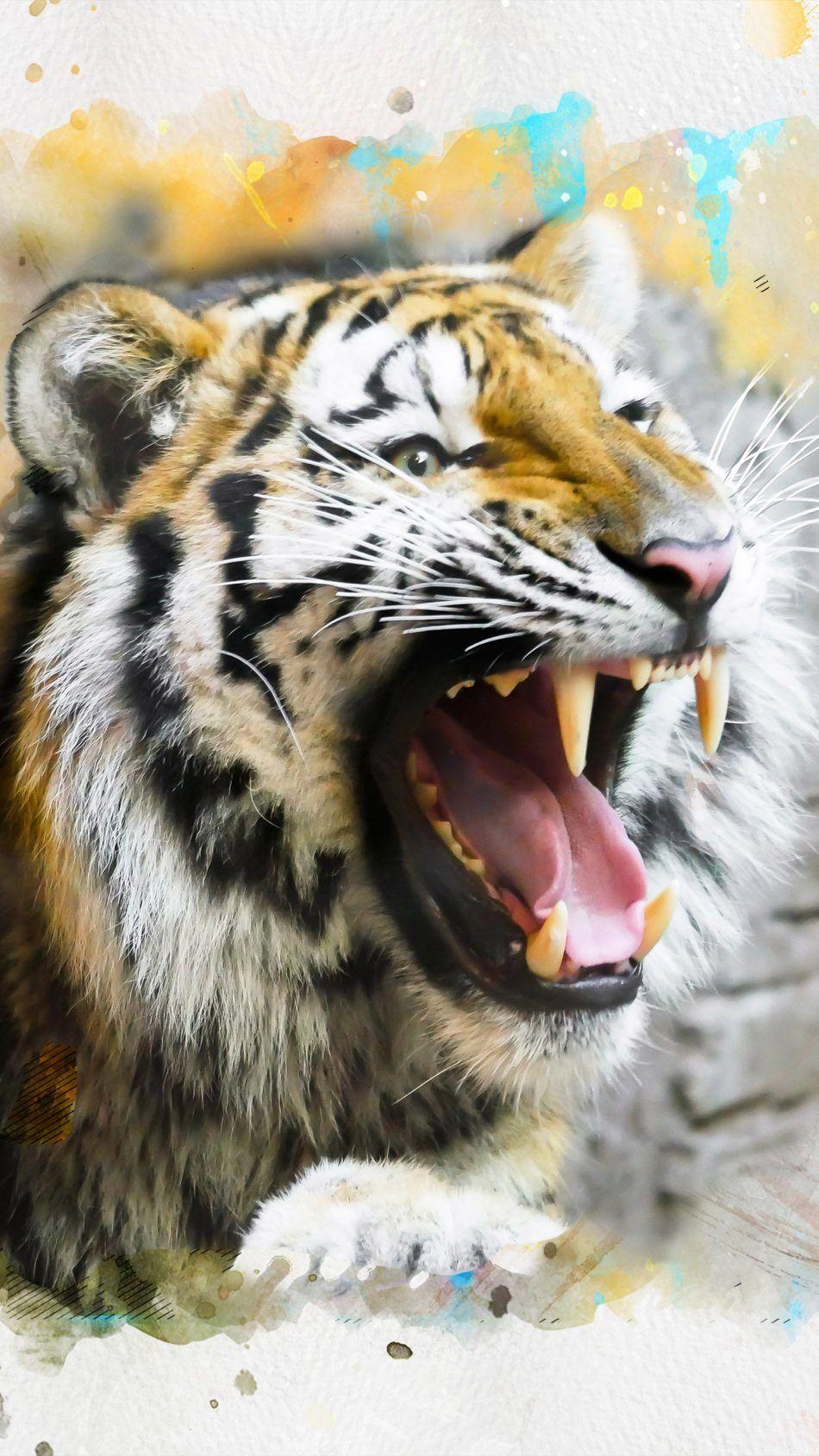 Tiger Splash Oil Paint 4K Ultra HD Mobile Wallpaper. Animal