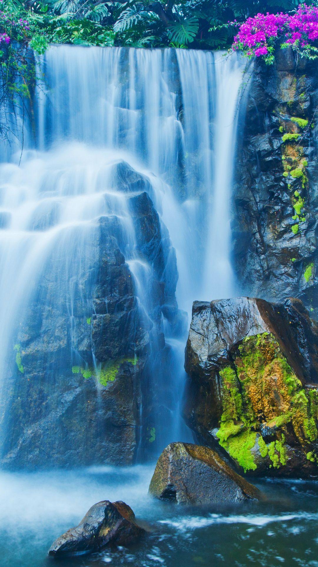 Waterfall, water current, rocks, nature wallpaper. The monkees