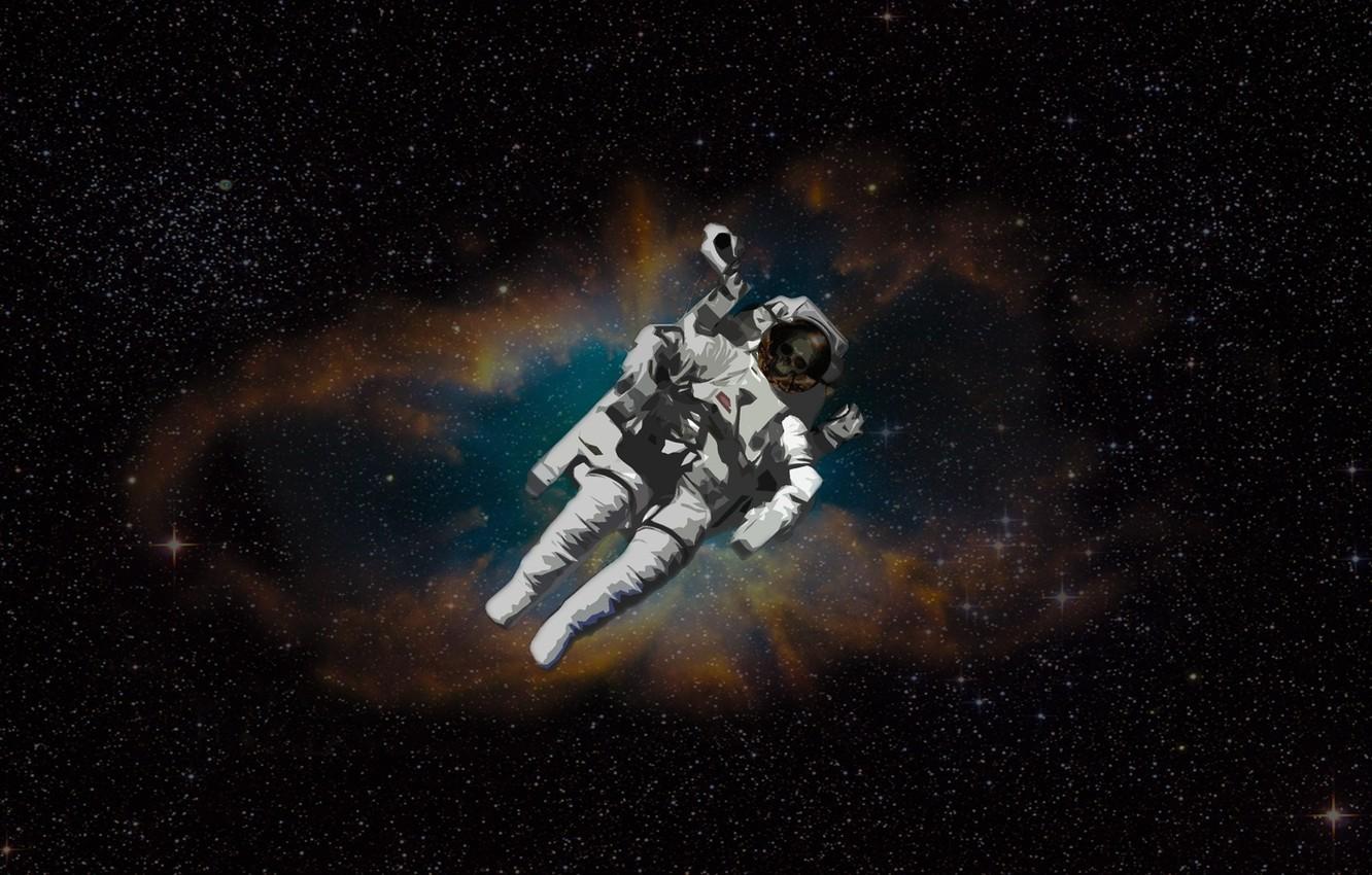Wallpaper space, nebula, skull, stars, astronaut image