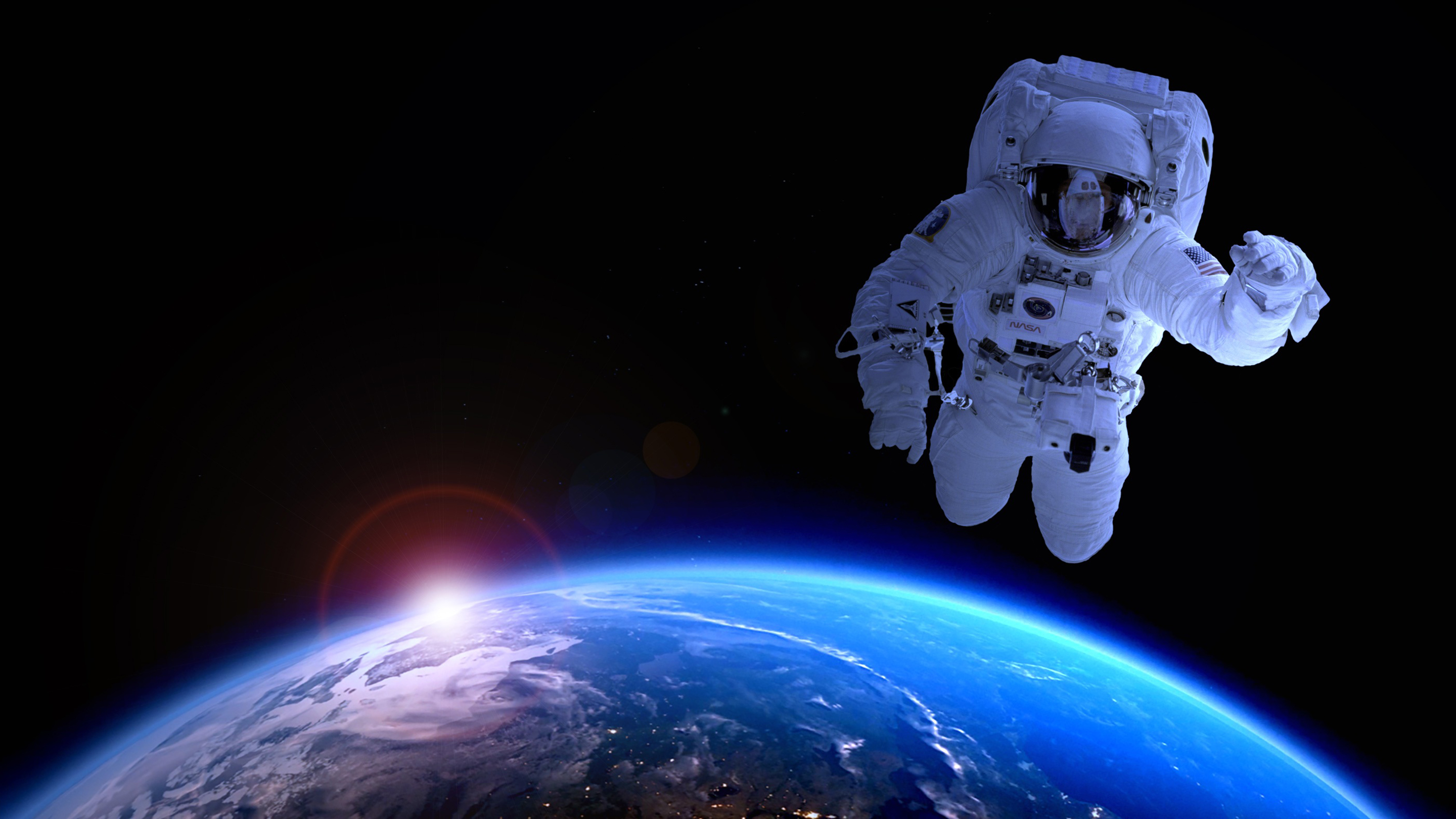 Earth Astronaut in Space Wallpaper