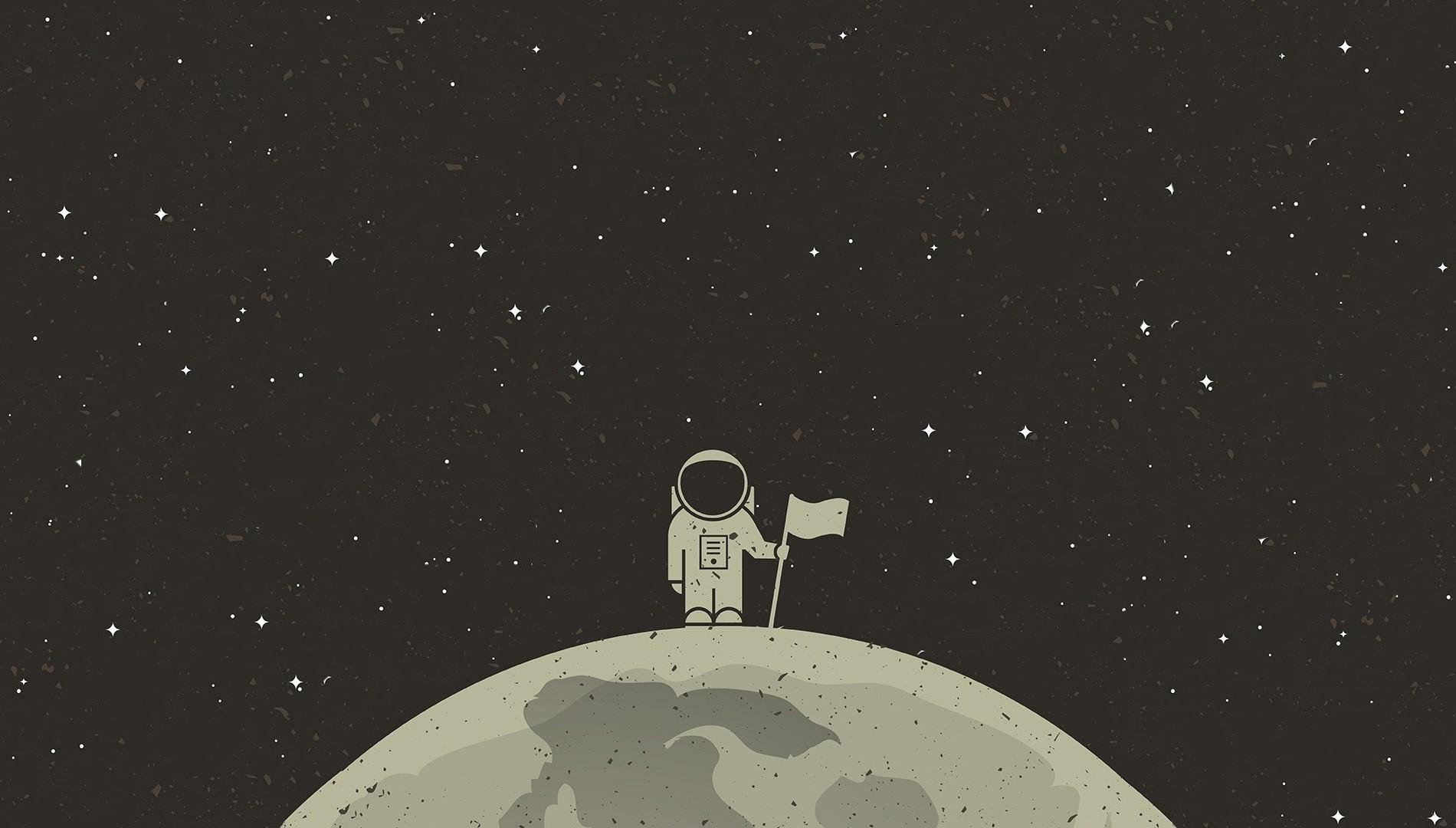 simple Background, Simple, Space, Astronaut, Flag 4K HD wallpaper