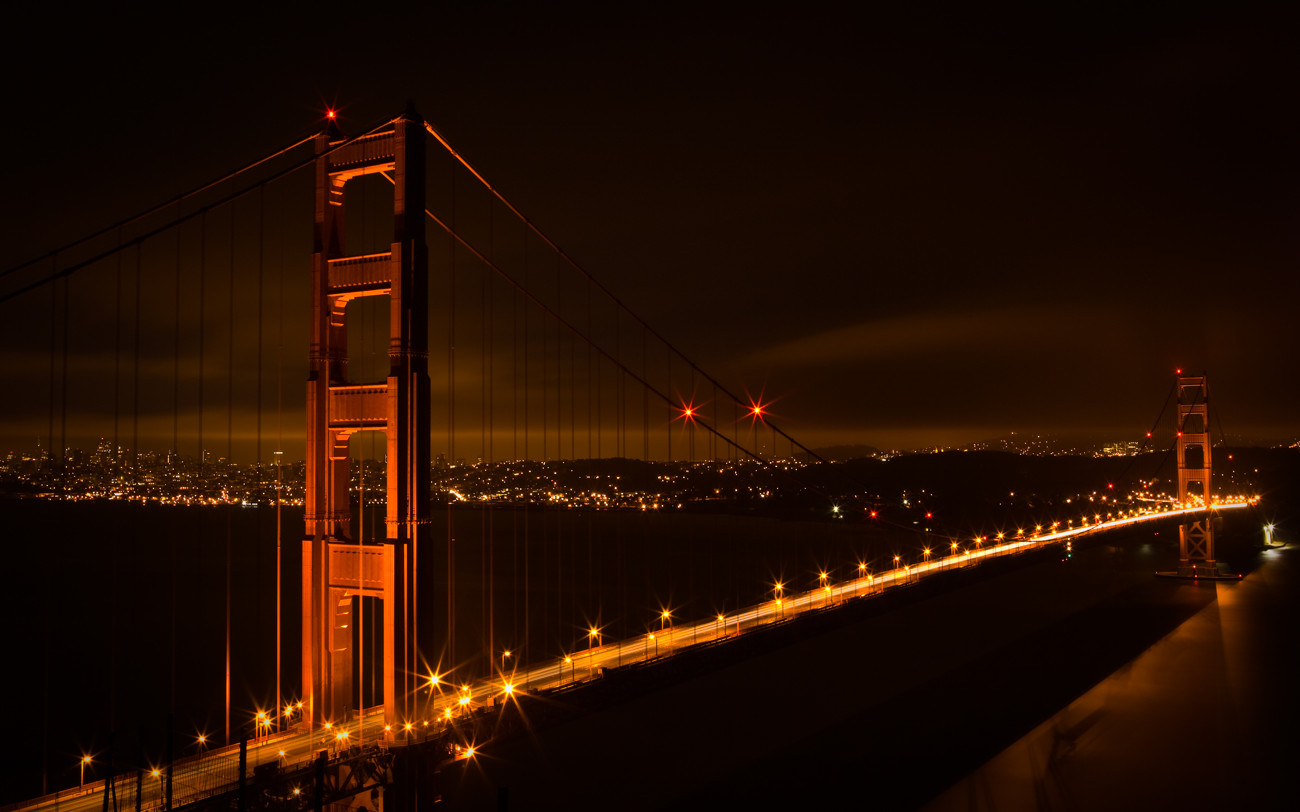 Download Golden Gate Bridge at night HD Wallpaper Wide Screen