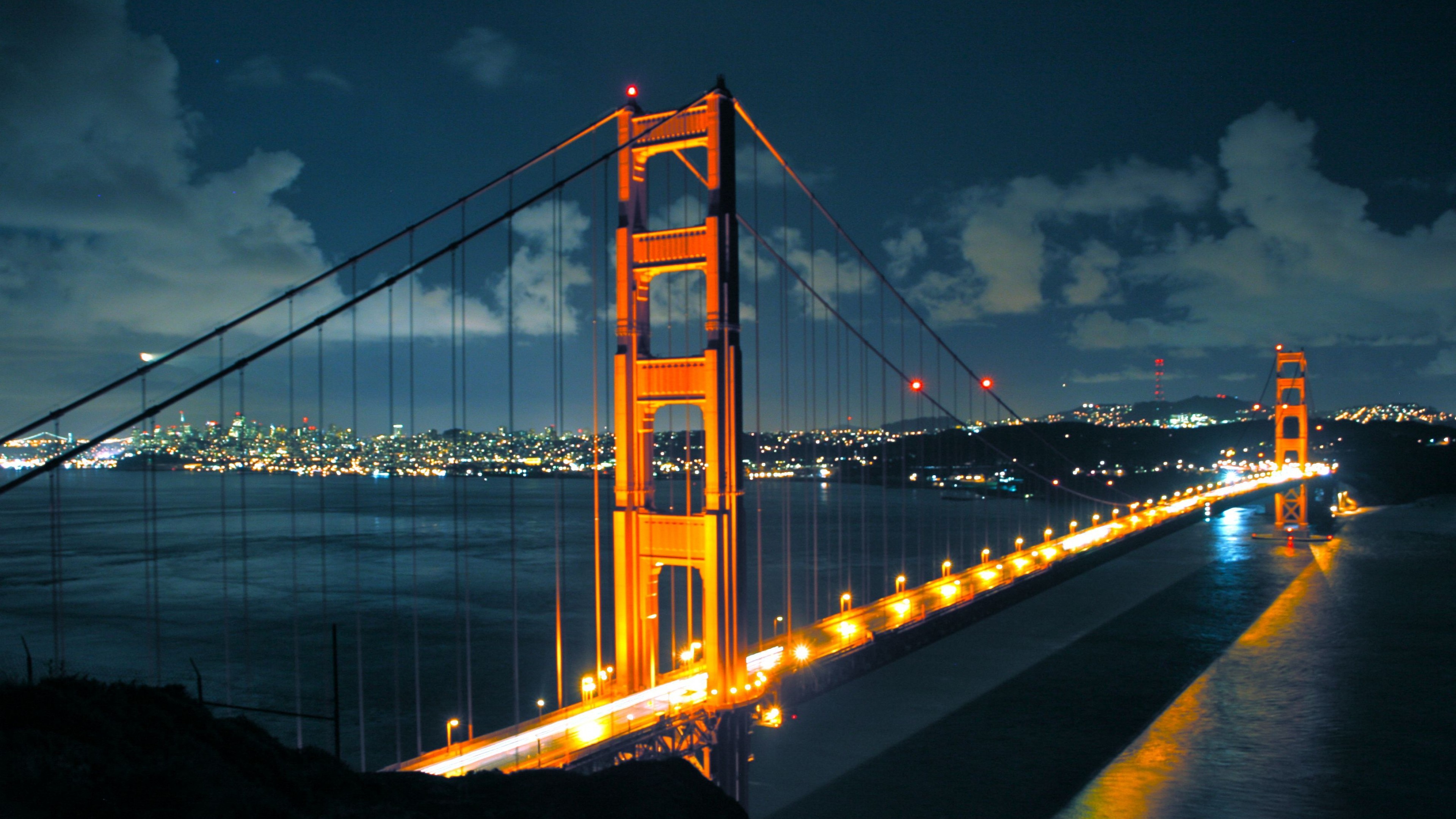 San Francisco Golden Gate Bridge At Night Free Wallpaper