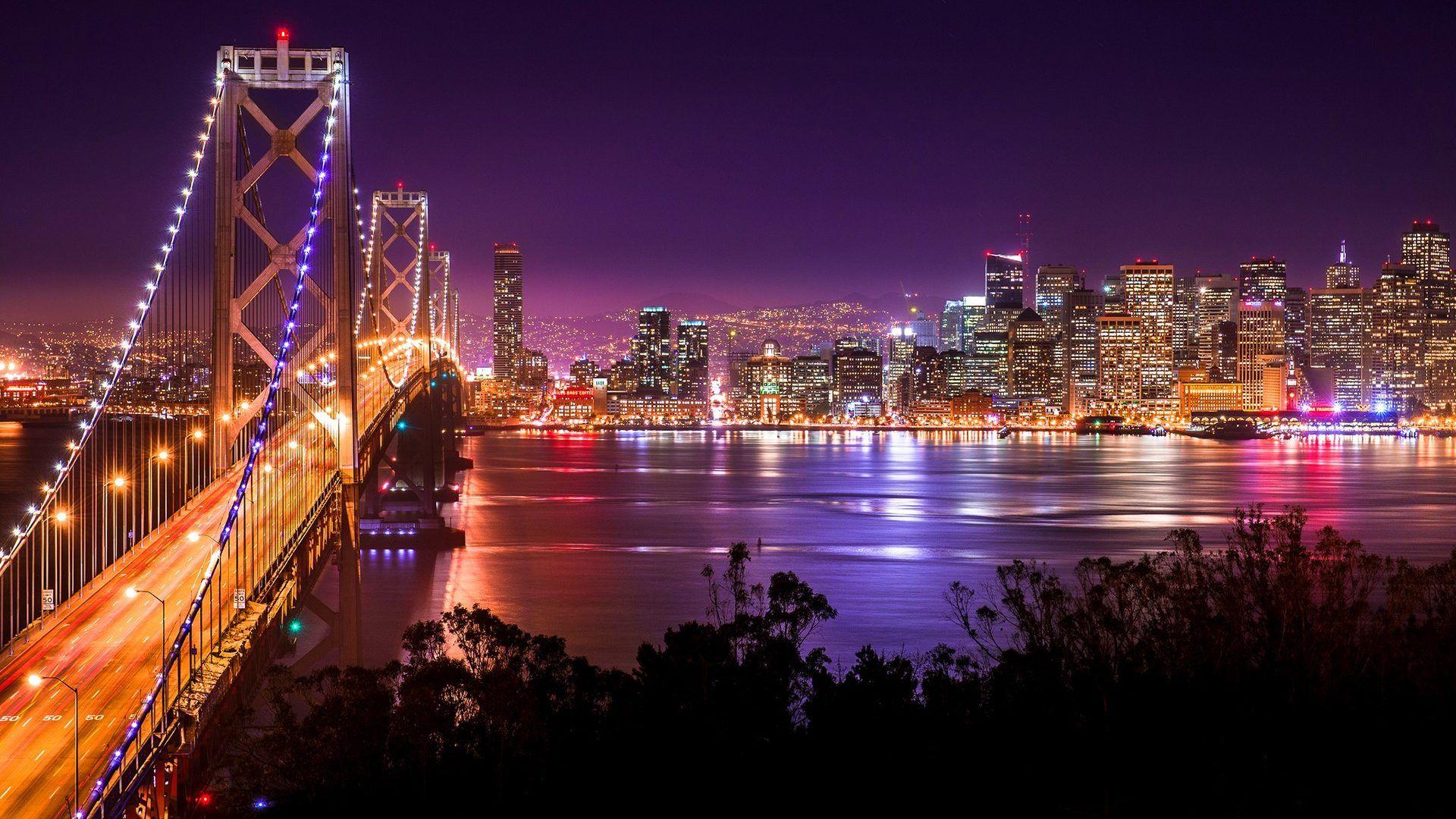 Golden Gate Bridge Night San Francisco Bridges Architecture High