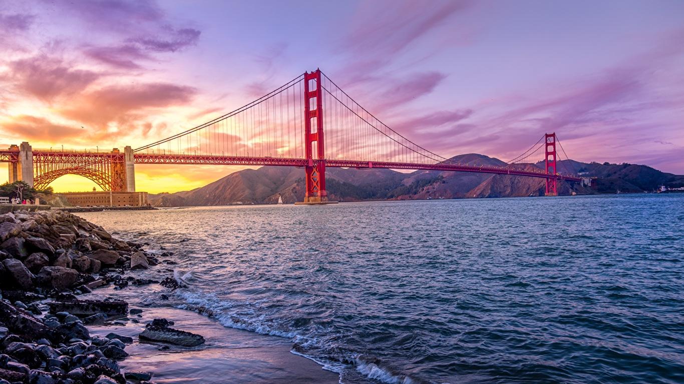Picture San Francisco USA Golden Gate Bridge Nature Bridges 1366x768