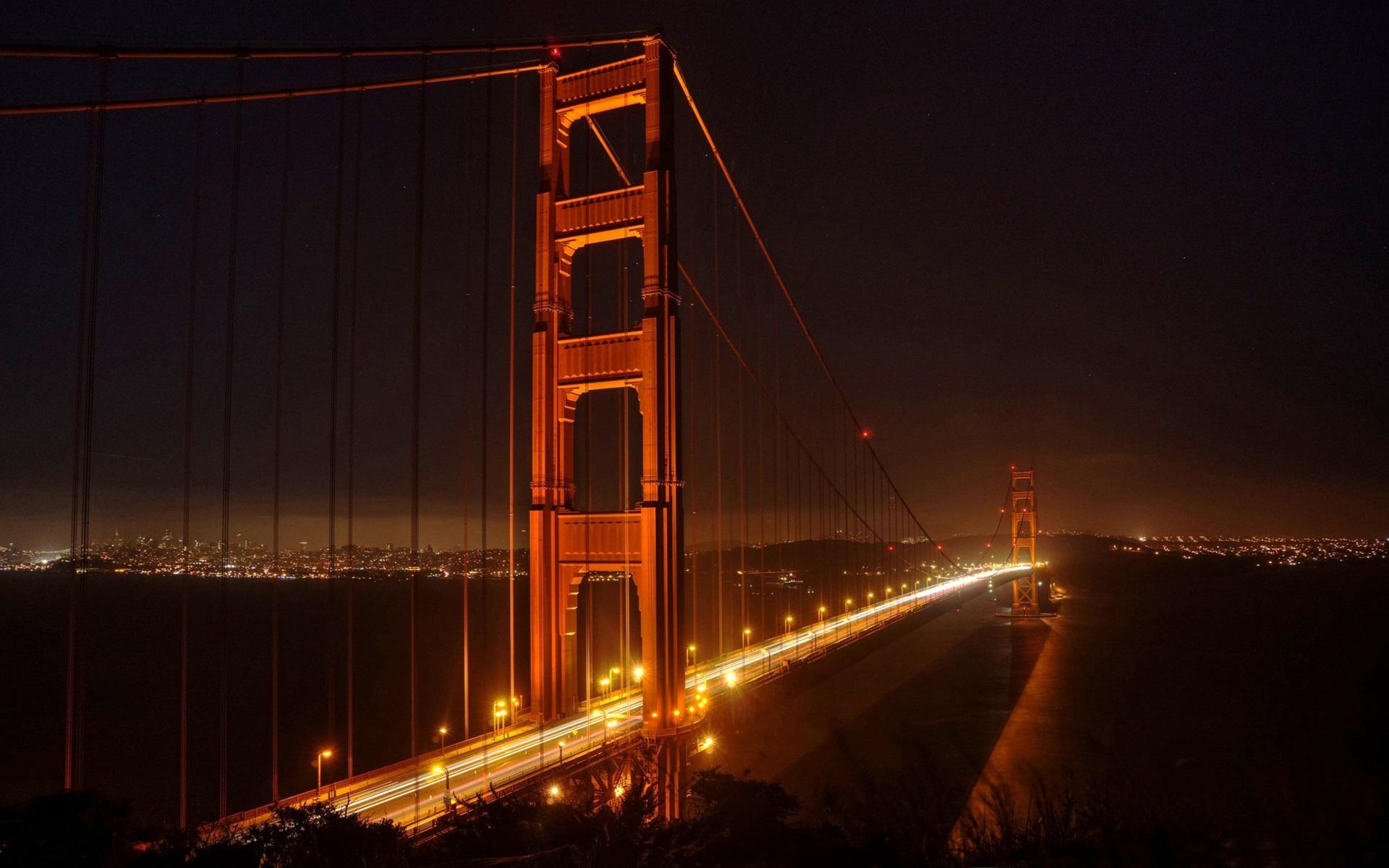 Wallpaper Golden Gate Bridge, San Francisco, night, lights, city
