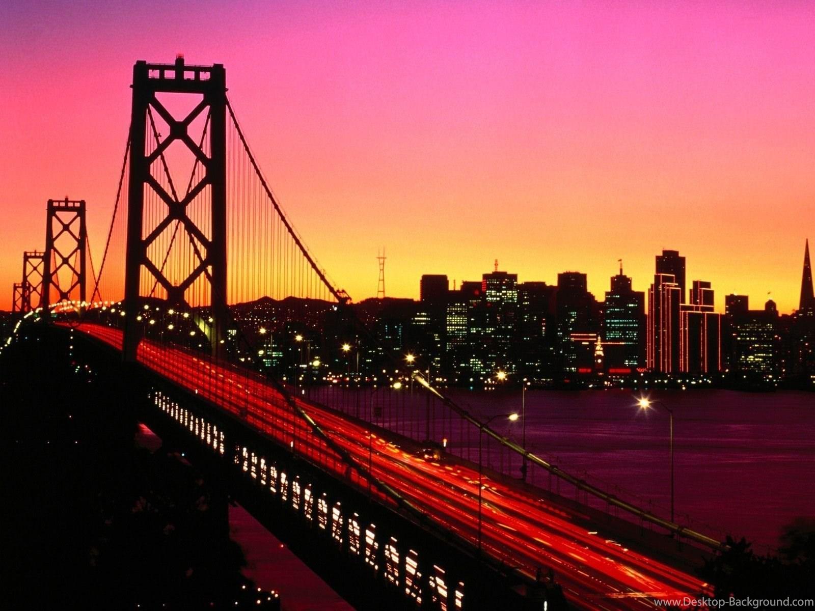 Golden Gate Bridge At Night In San Francisco Desktop Wallpaper