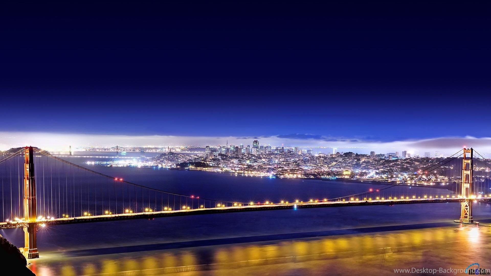 Download Wallpaper Golden Gate Bridge At Night, San Francisco