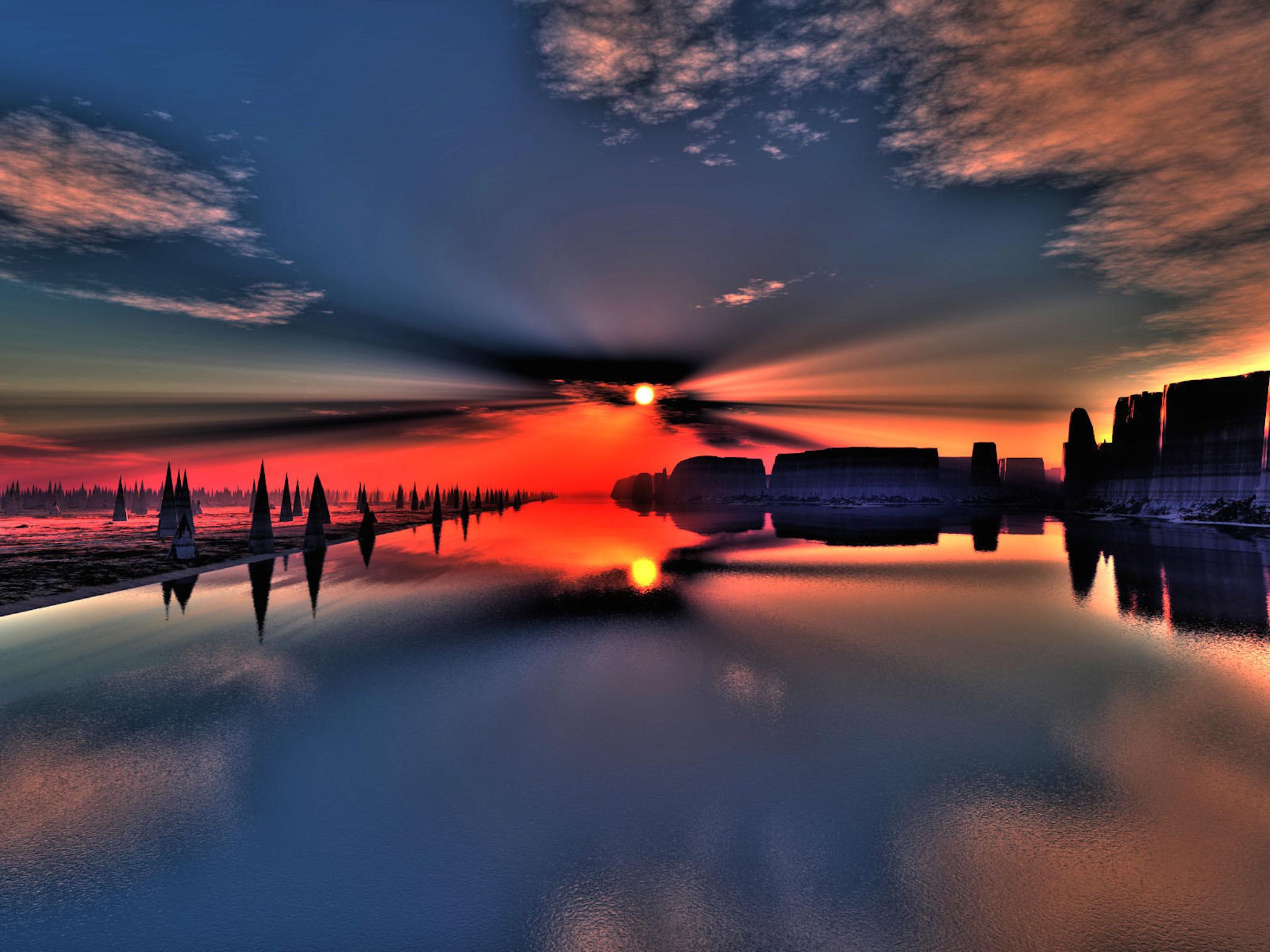 Fiery Sunset HDR Wallpaper Sunset Downloads