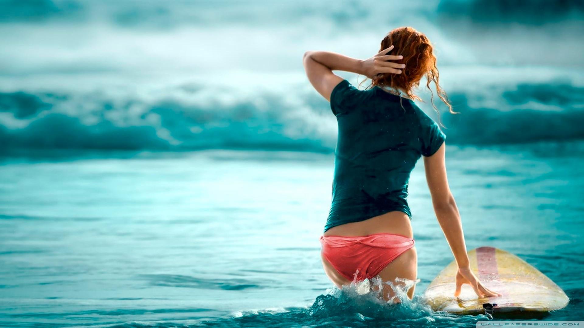 Girl And Blue Sea ❤ 4K HD Desktop Wallpaper for 4K Ultra HD TV