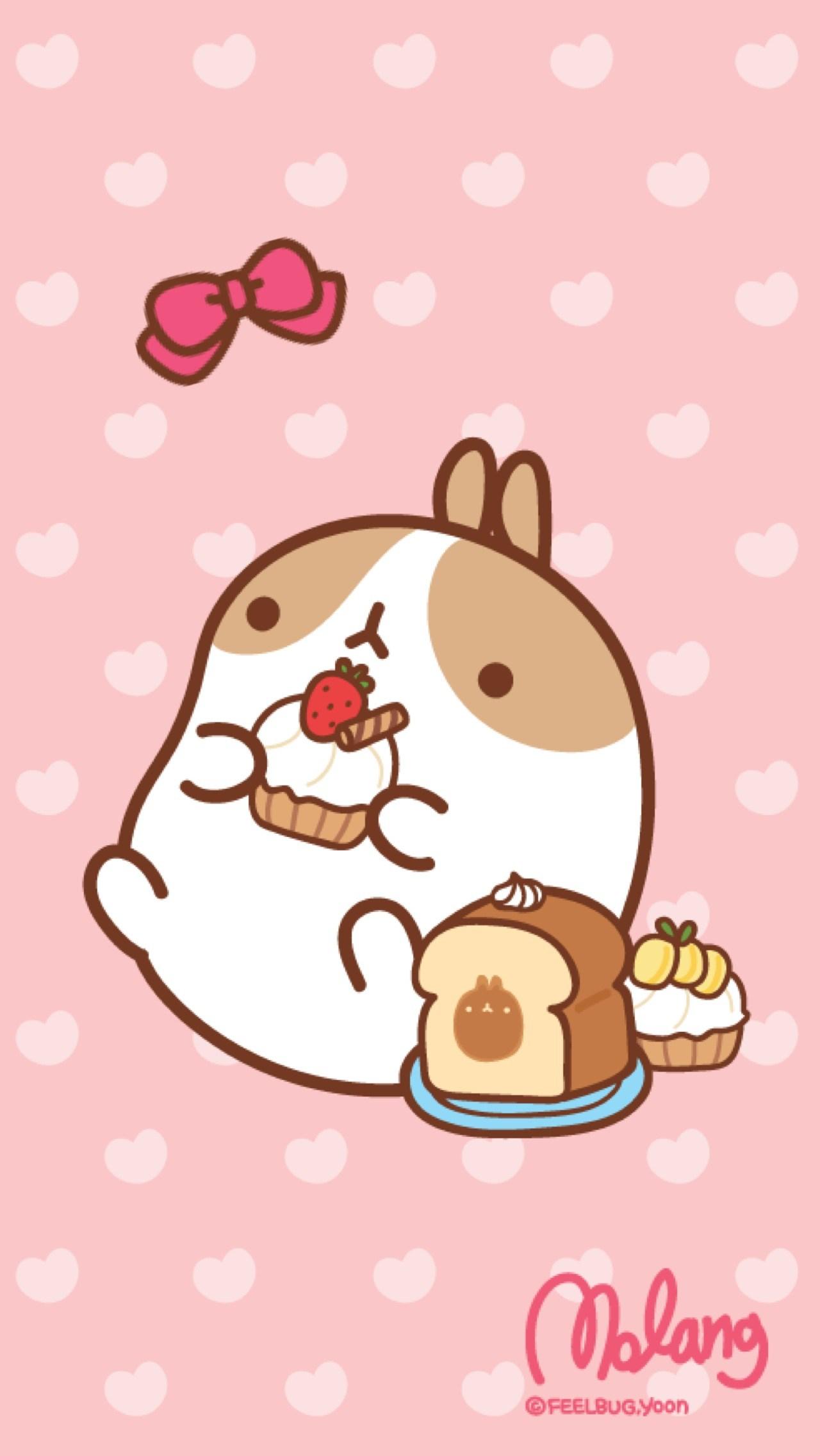 Molang Cupcake Lock Screen Kawaii Cute Cats Wallpaper Of