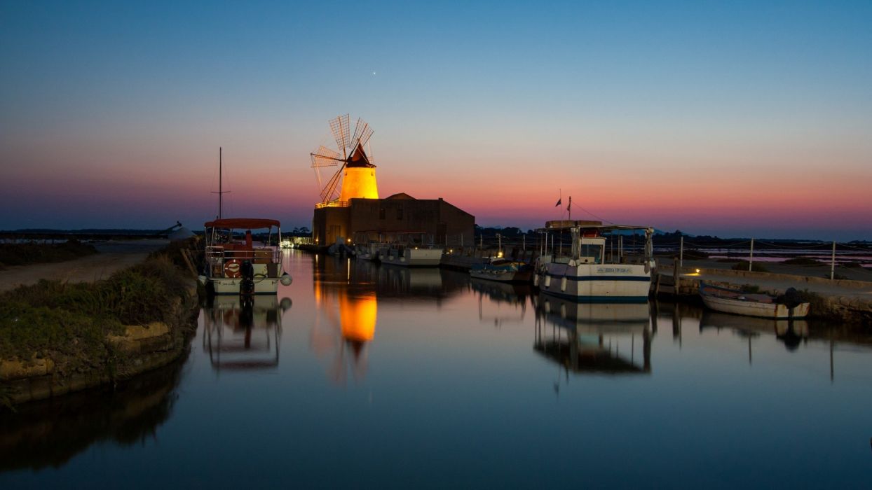 nature beautiful boat color country harbour lights Night peaceful