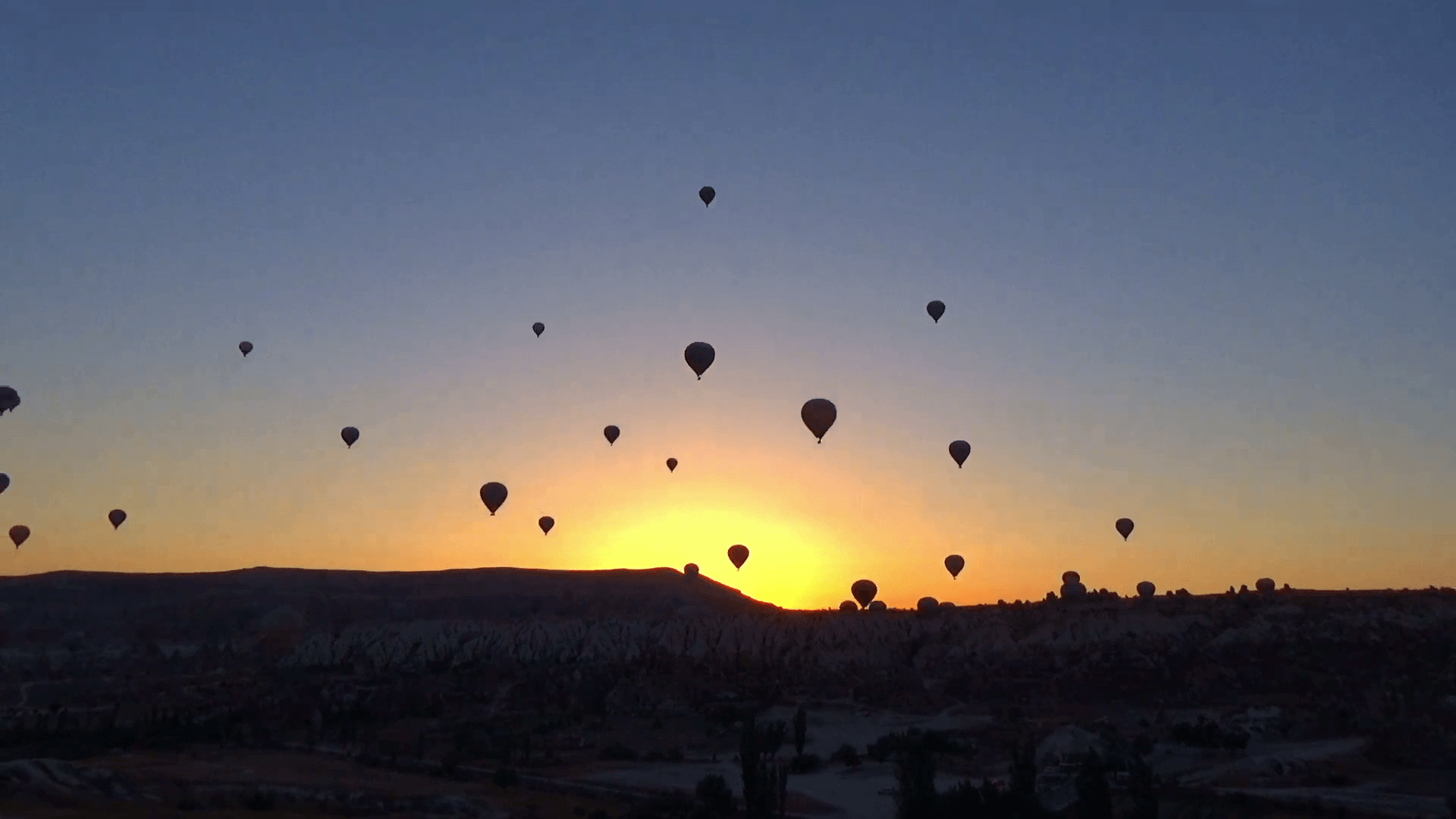 magical hot air balloon timelapse at sunrise in Cappadocia Turkey
