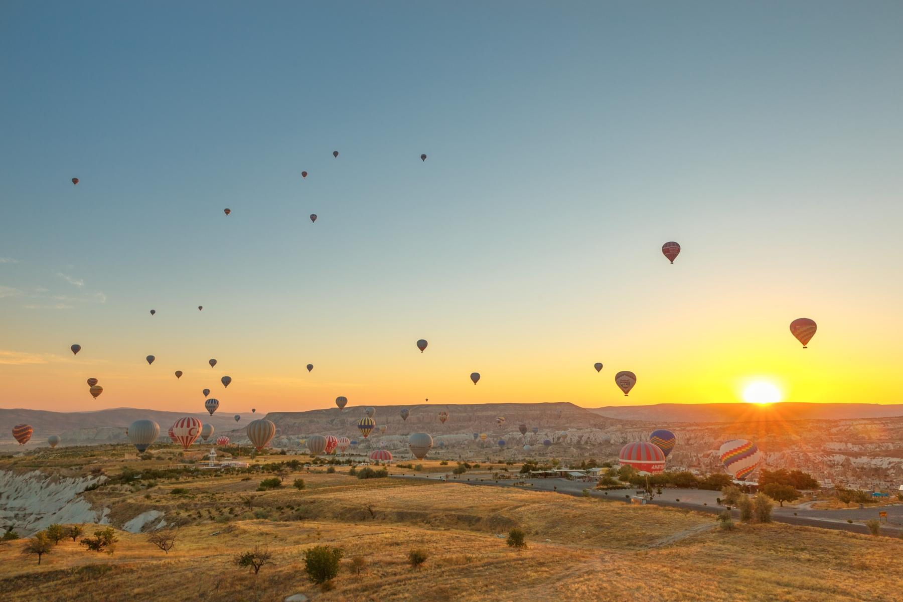 Fairy Tale World of Colorful Hot Air Balloons up in the Sky- Canon