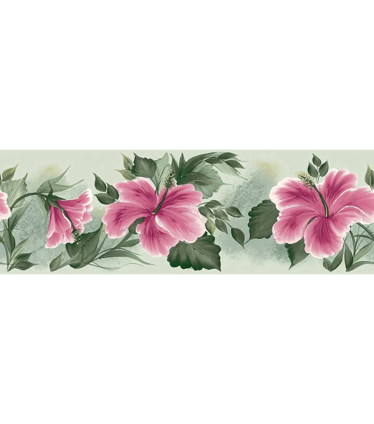Floral Lily Pad Wallpaper Border, Green