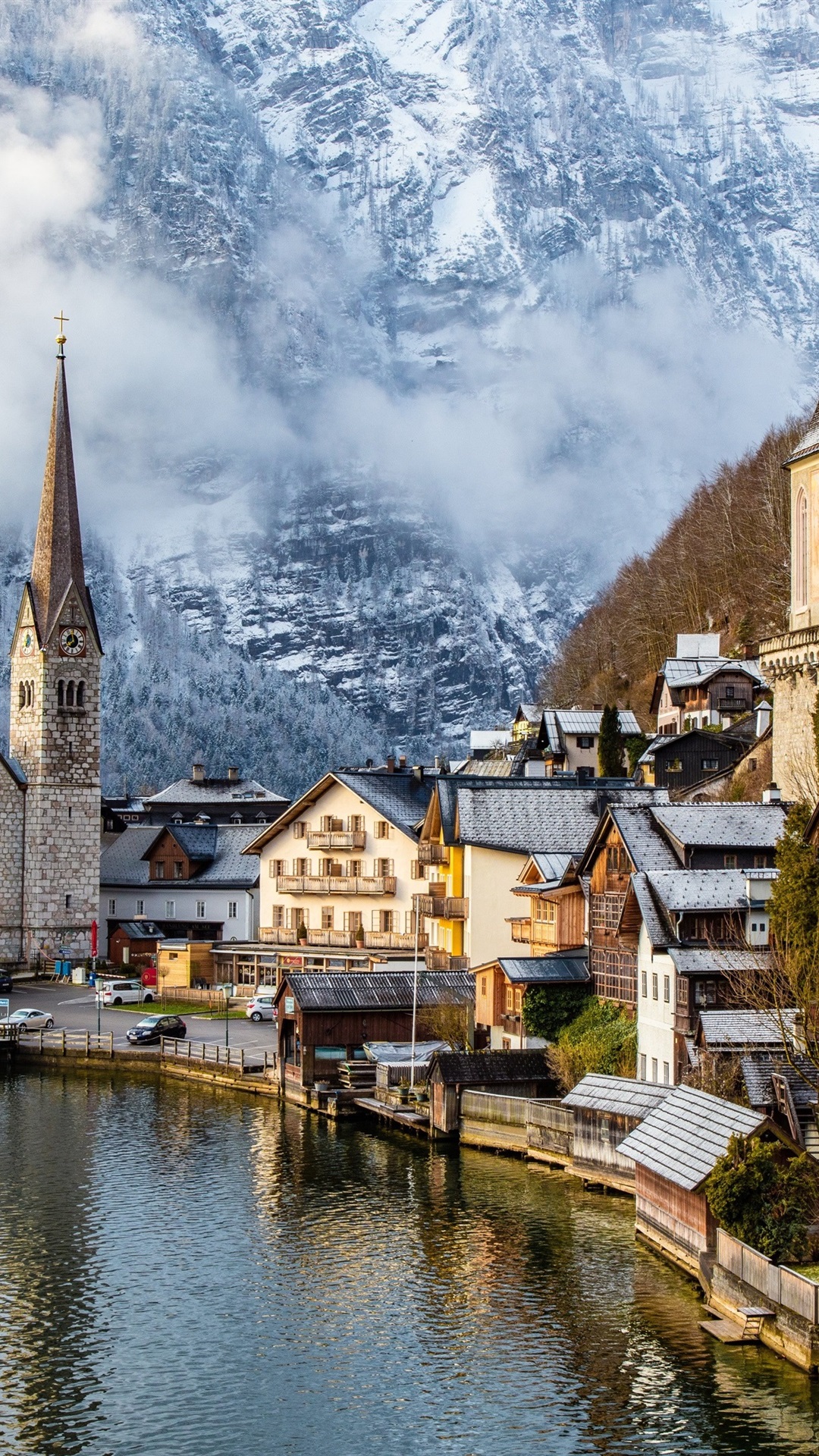 Wallpaper Travel to Hallstatt, Austria, mountains, alps, houses