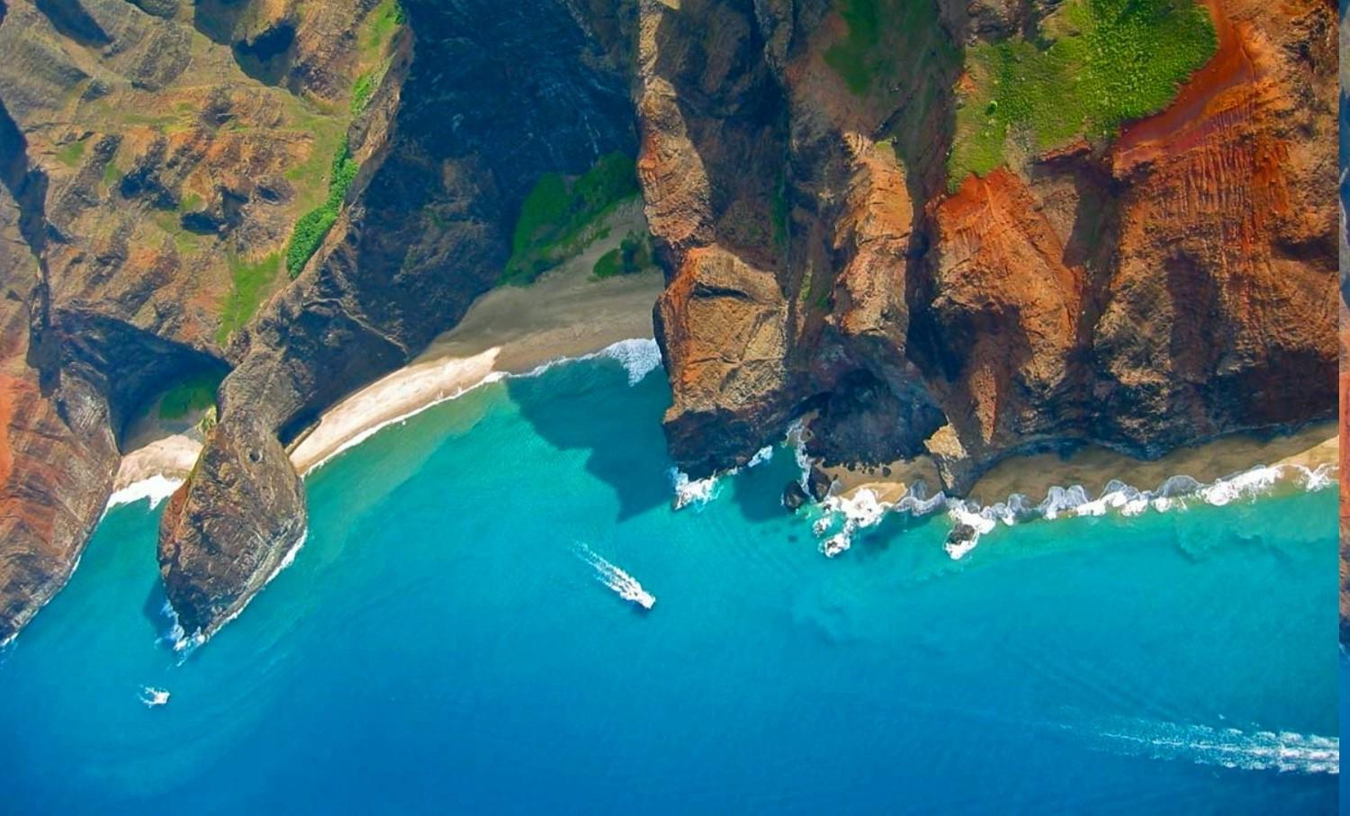 kauai hawaii island mountain beach sea sand cliff coast