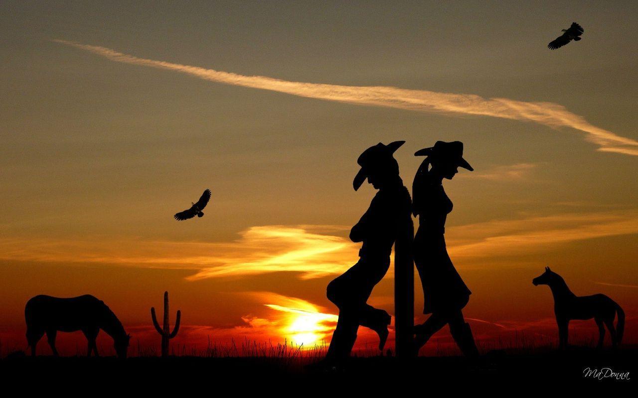 Country Western Sunset Wallpaper