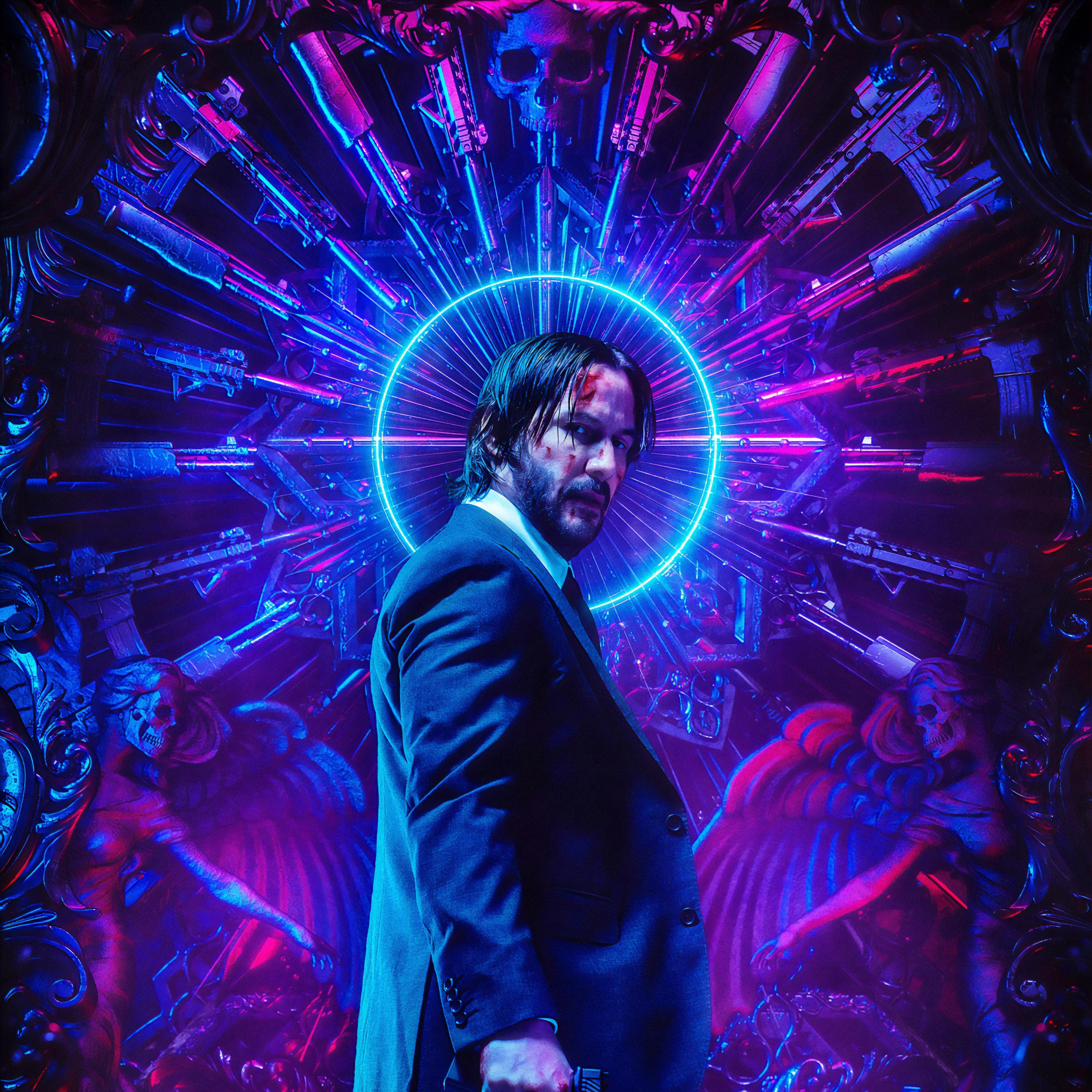 Wallpaper John Wick: Chapter 3, Keanu Reeves, Neon