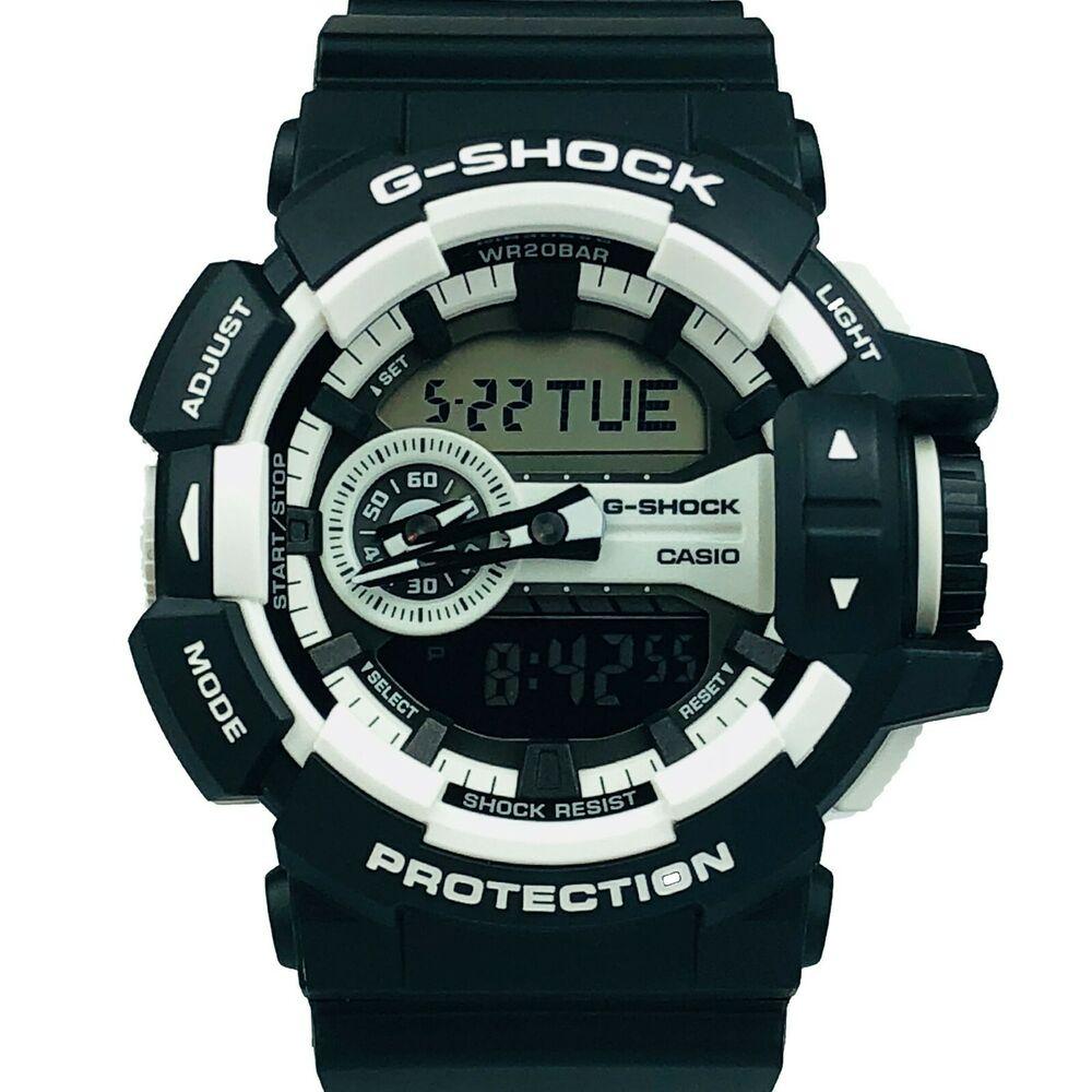 Casio G Shock White Black Alarm Chronograph Men' Watch S GA 400 1AER