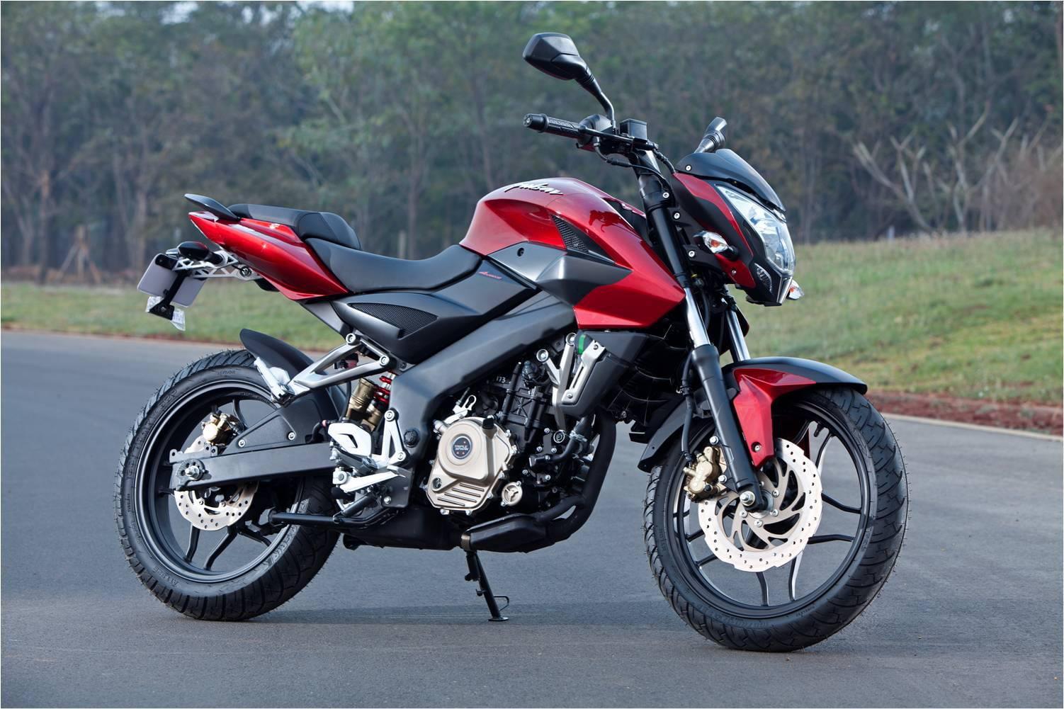 HD wallpaper: New Bajaj Pulsar 200NS, red and black naked sport bike