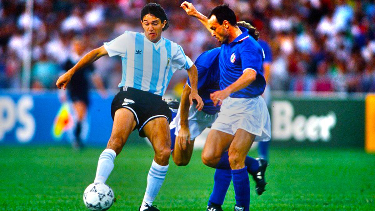 World Cup Semi Final, Naples, Argentina's Jorge Burruchaga is