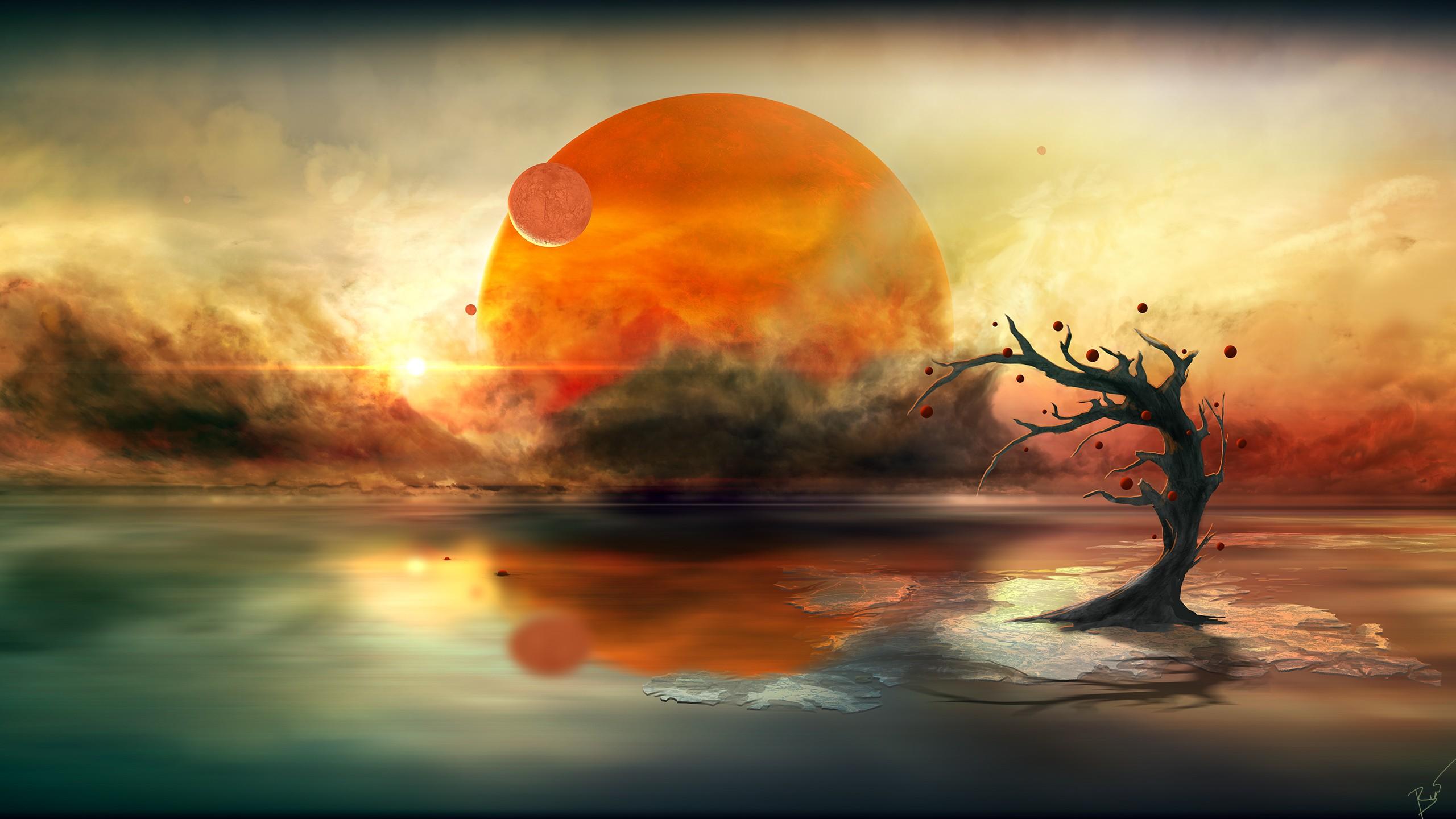 Planet Reflections Drawing Wallpaper and Free