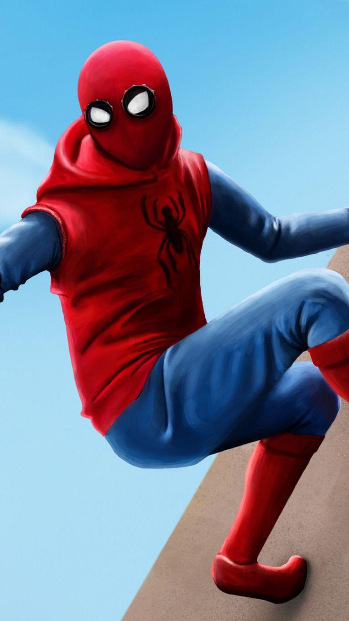 Spider Man: Homecoming, Movie, Homemade Suit, Artwork, 720x1280 Wallpaper. Spiderman, Superhero Wallpaper, Spiderman Homecoming Suit
