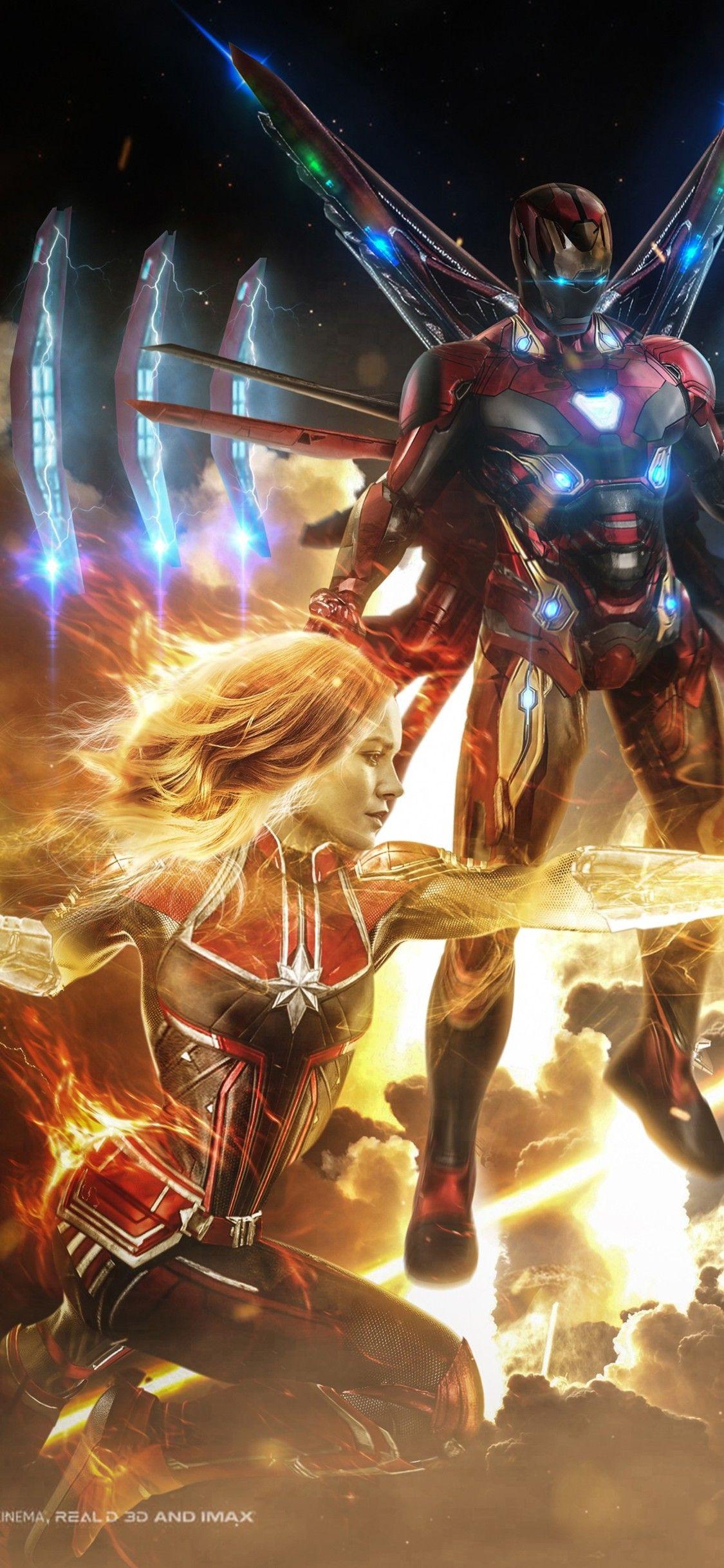 Captain Marvel Thanos Iron Man Artwork iPhone XS