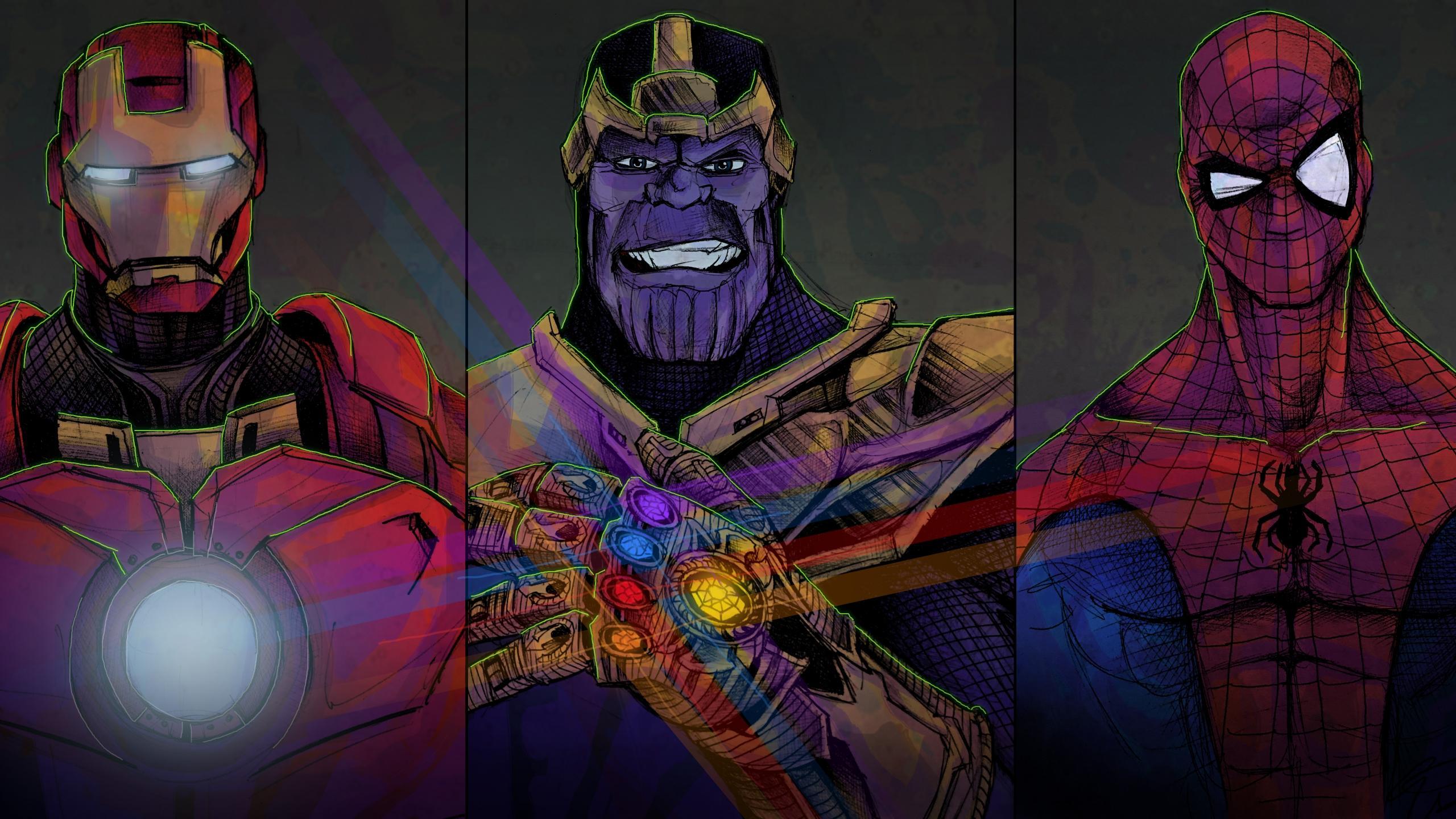 Download Iron Man Thanos Spiderman Widescreen 4:3 wallpaper