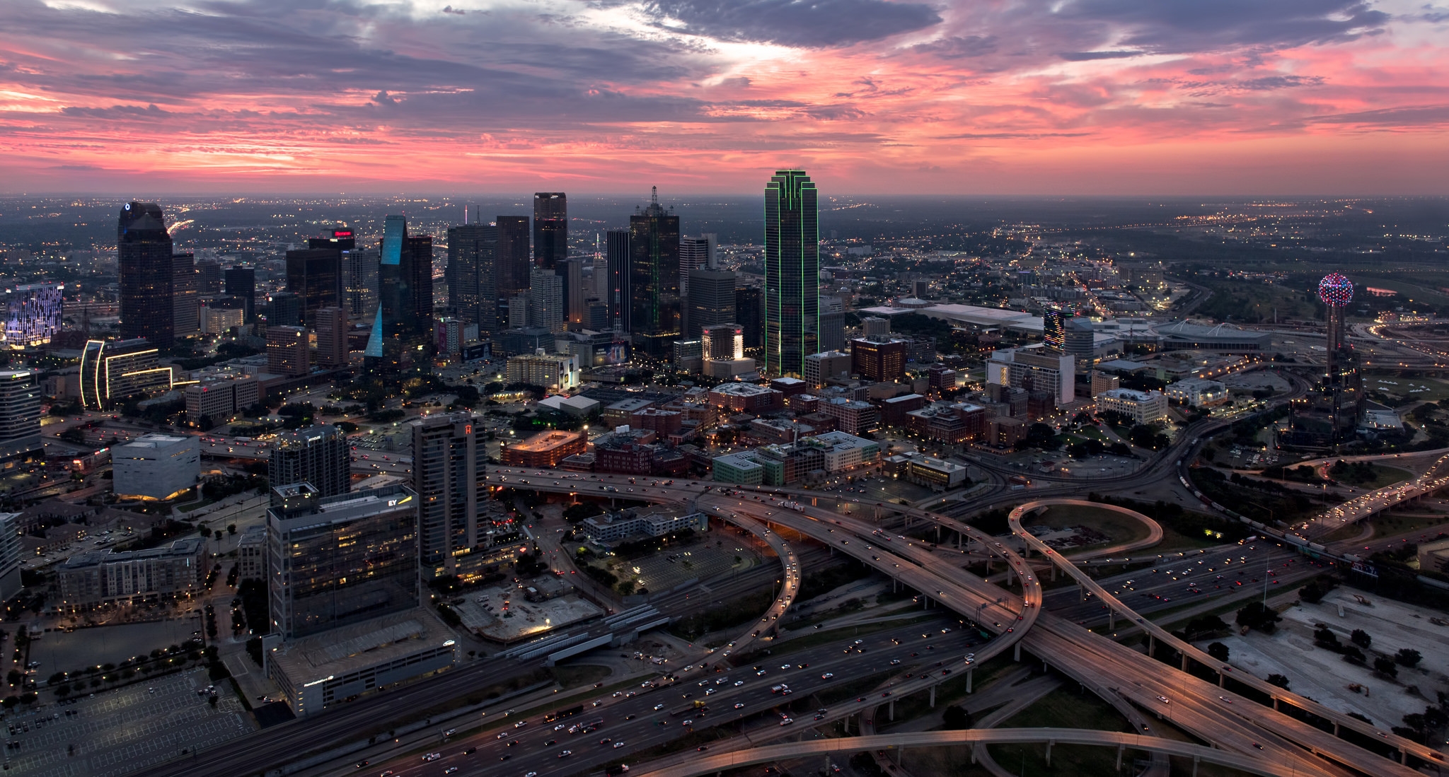 Wallpaper Sunset, city, Dallas, USA, megalopolis, highways City
