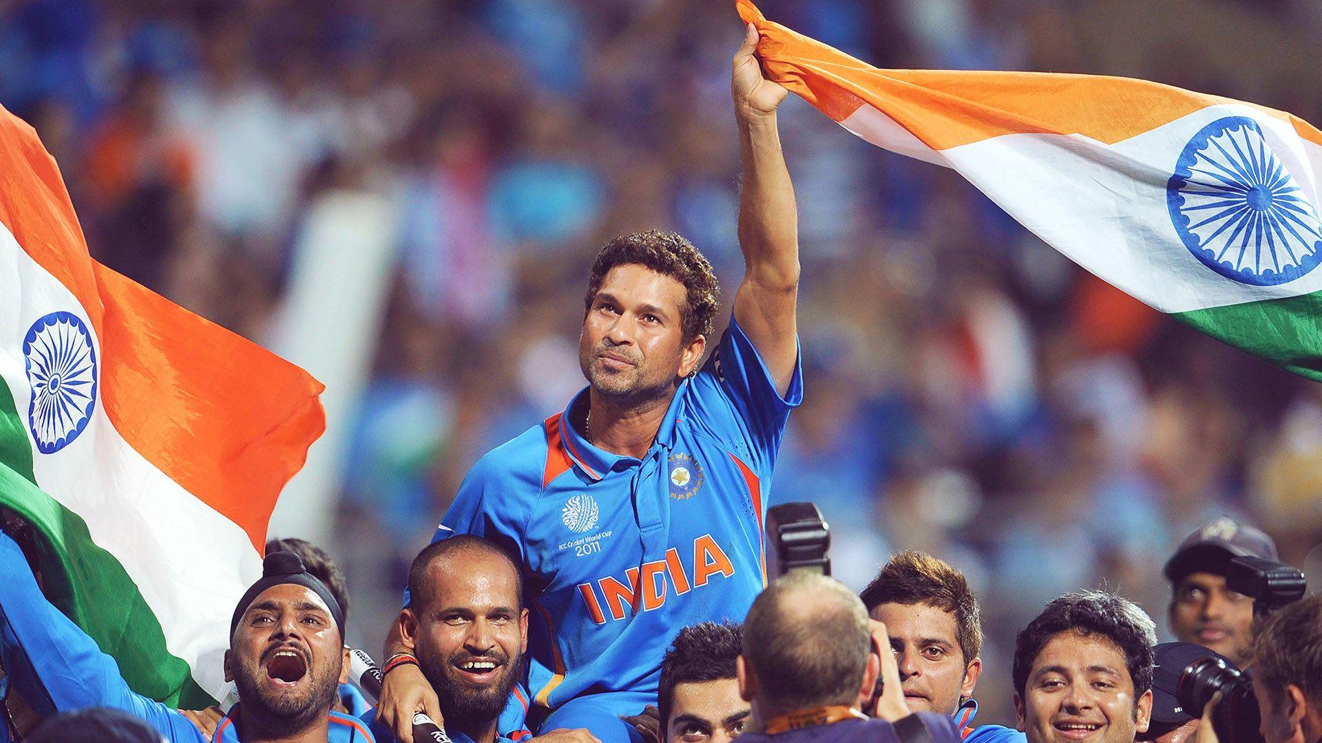 Sachin Tendulkar Celebrating 2011 Cricket World Cup India