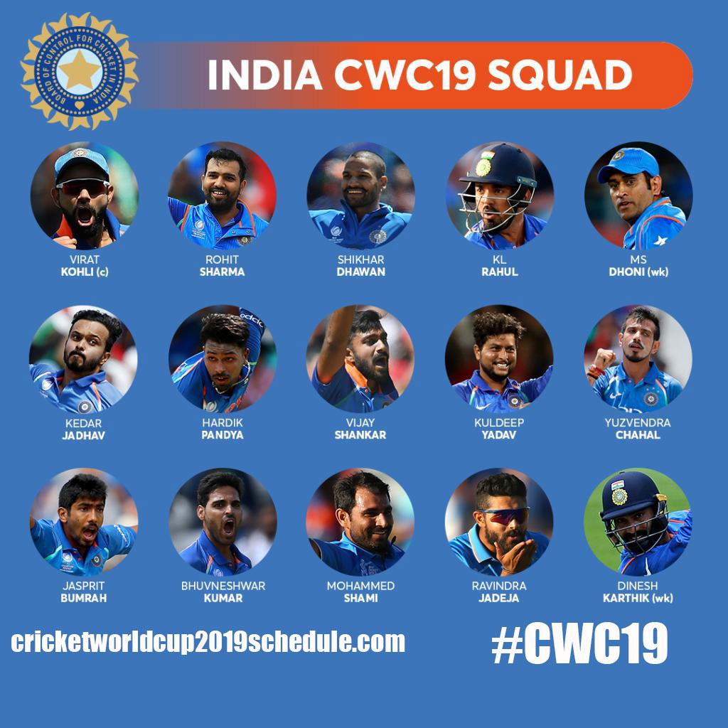 India Cricket World Cup 2019 Teams, Squads, Playing XI, News, Updates