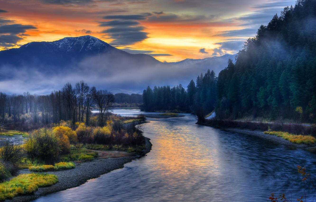Wallpaper sunset, nature, river, Sunrise, Idaho, Swan Valley image for desktop, section пейзажи