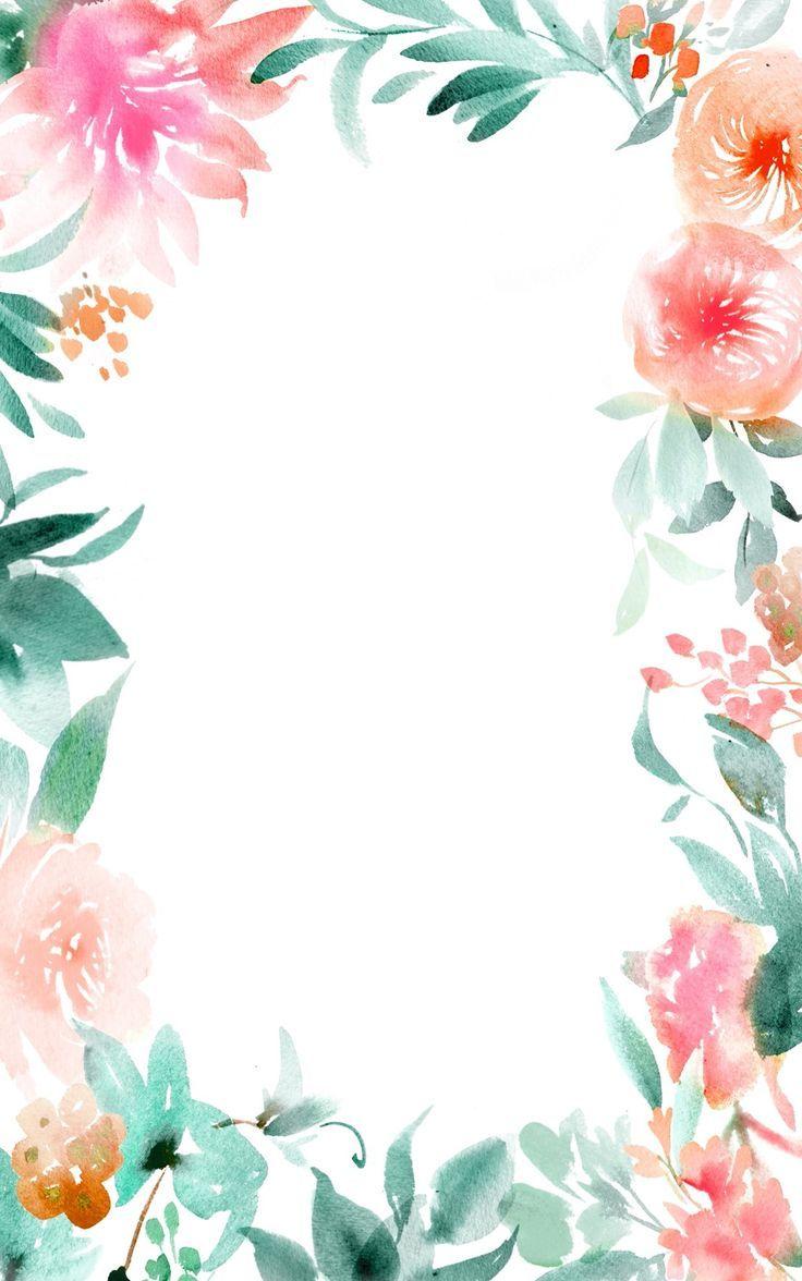 Watercolor Flower Border Wallpaper