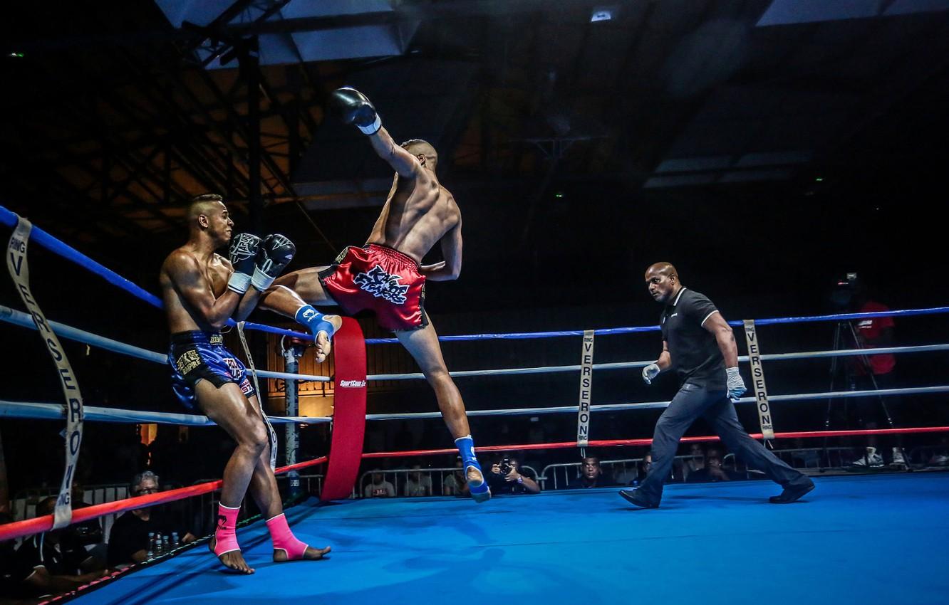 Wallpaper attack, blow, the ring, Thai Boxing, photographer, fighters, welcome, the judge, Boxing, Boxe Thai, Olivier Ahpoor image for desktop, section спорт