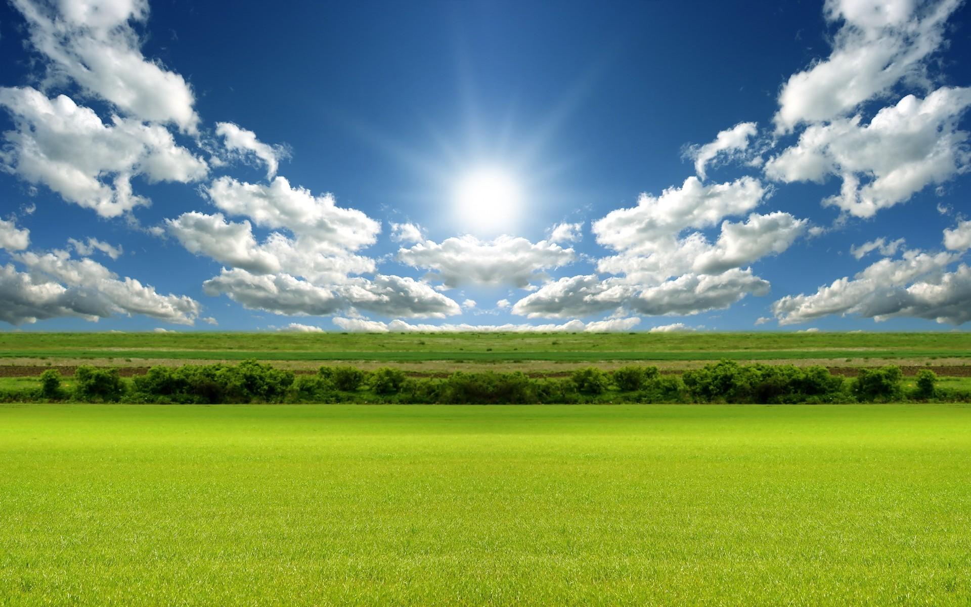 clouds, nature, Sun, fields wallpaper