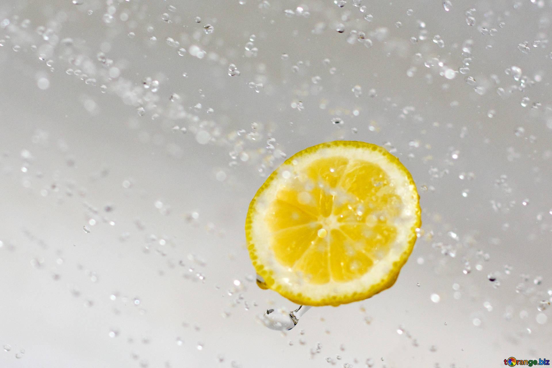 Lemons in water lemon and water drops citrus № 16180