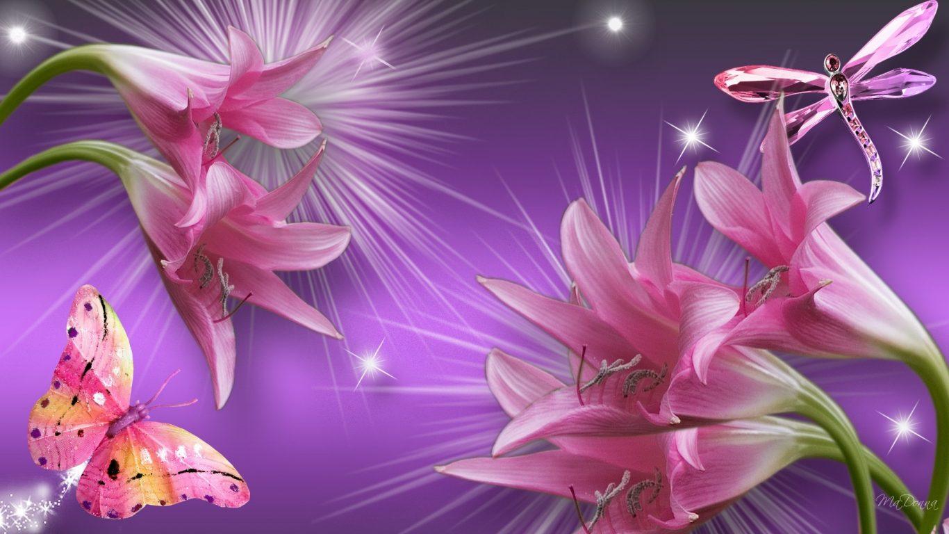 Wallpaper Tagged With Puple: Firefox Flowers Butterfly Gems Pink