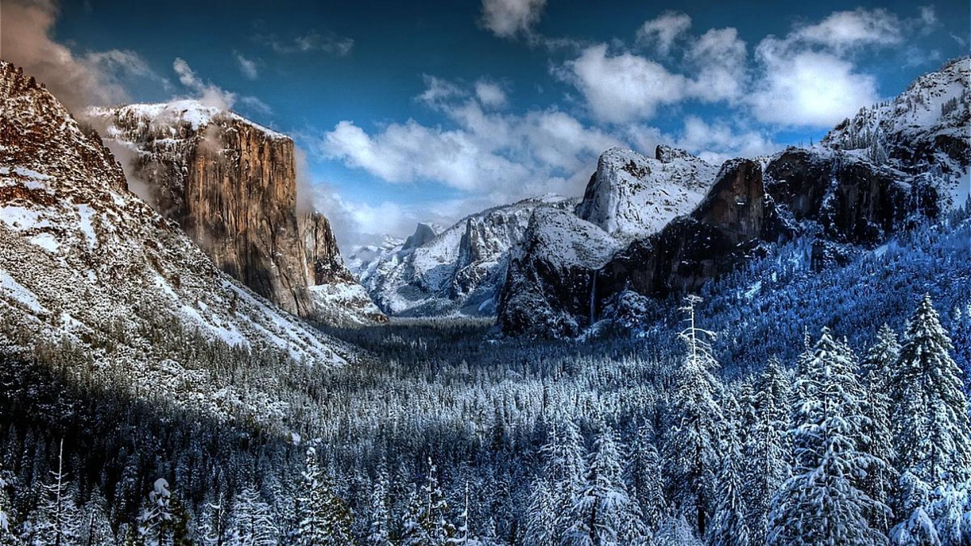 Yosemite Falls Winter Wallpaper