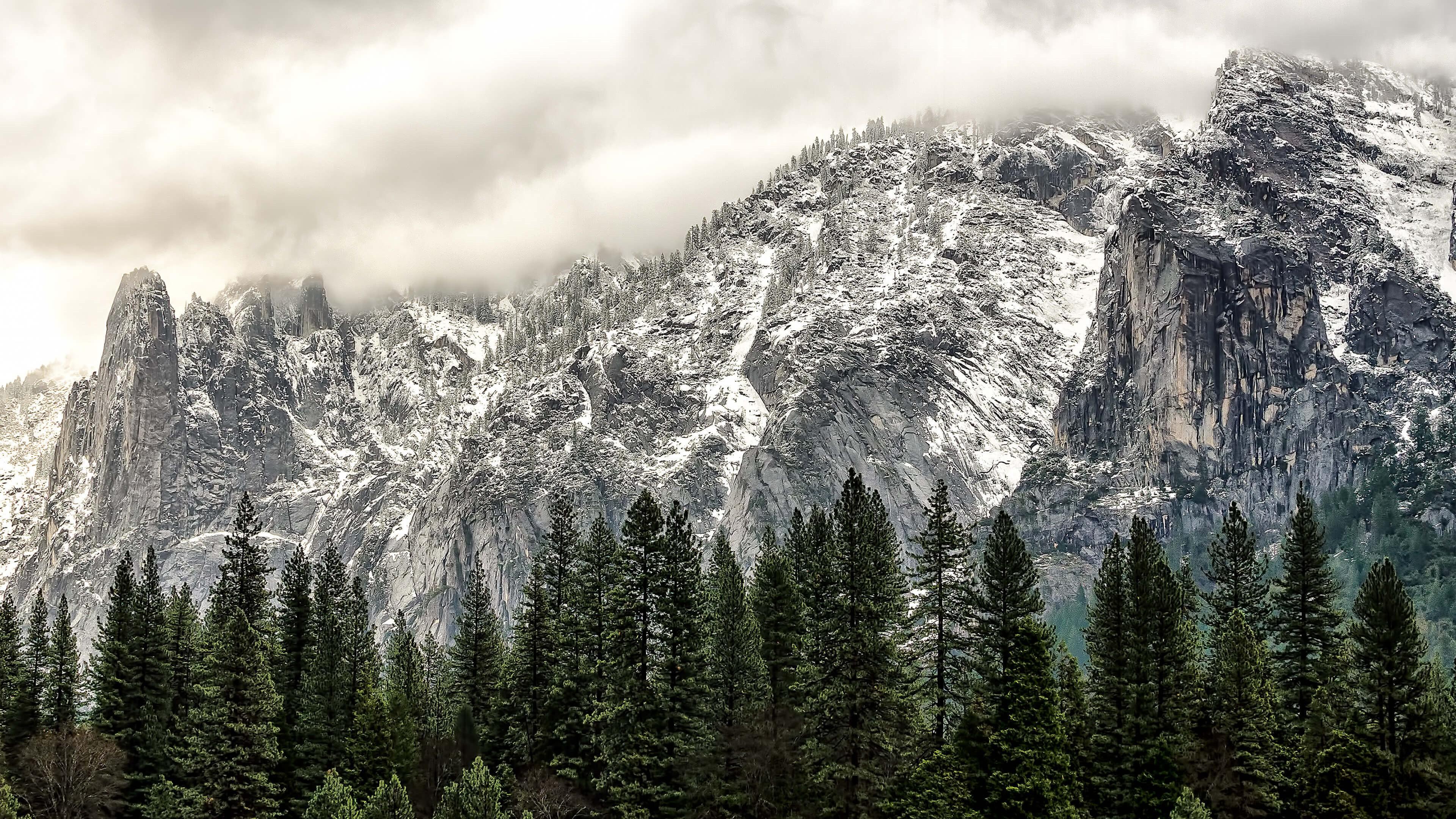 Winter Day at Yosemite National Park 4K wallpaper
